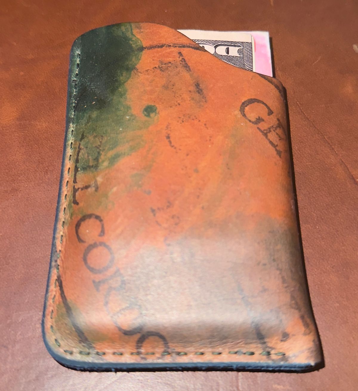 Photo by HeritageWearingPatriot on March 3, 2026 of the Ashland Leather One Shot card case in Horween Shell Cordovan Blue Marble.