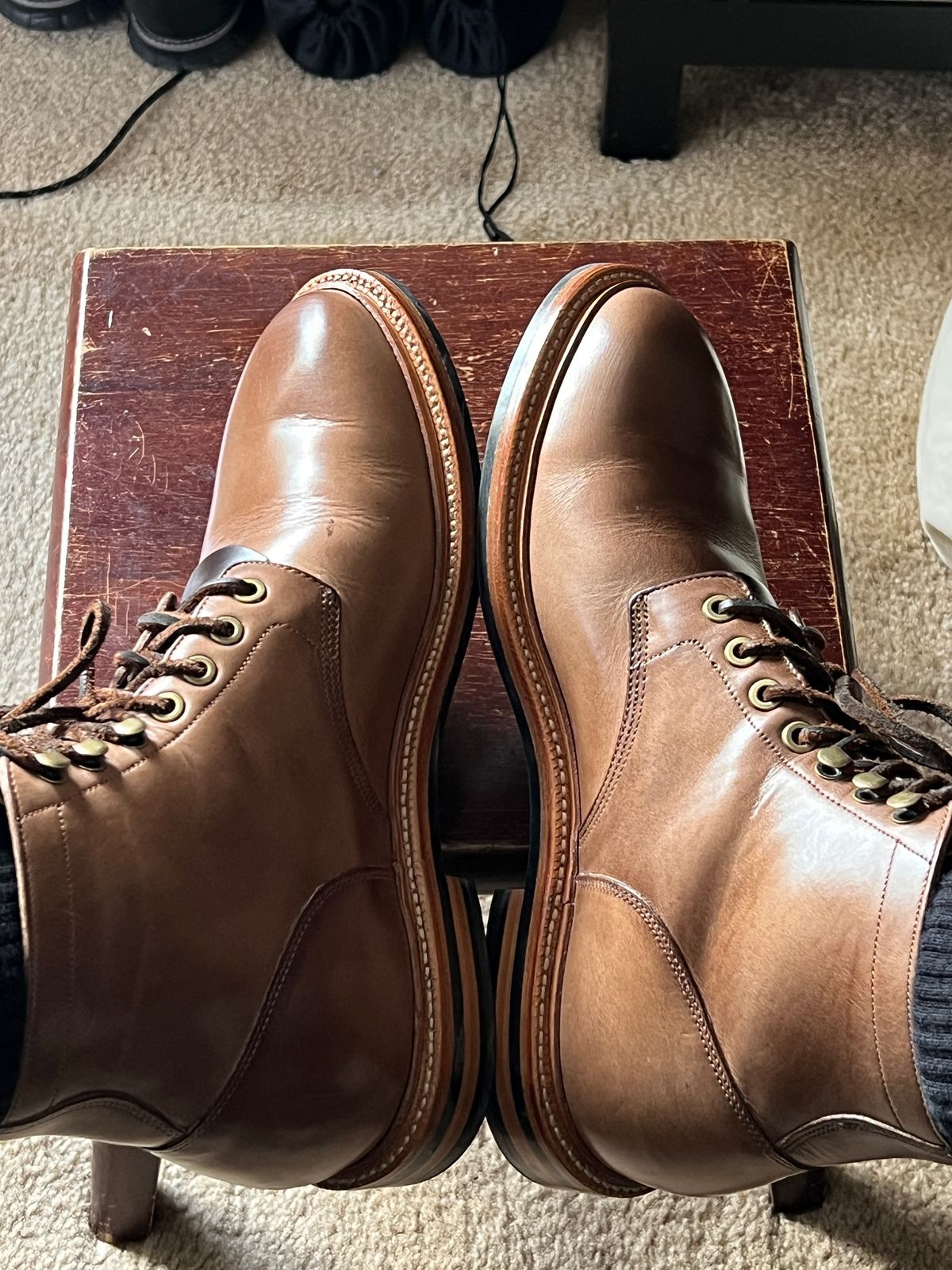 Photo by boots_4_me on May 10, 2023 of the Grant Stone Diesel Boot in Horween Dune Chromexcel.