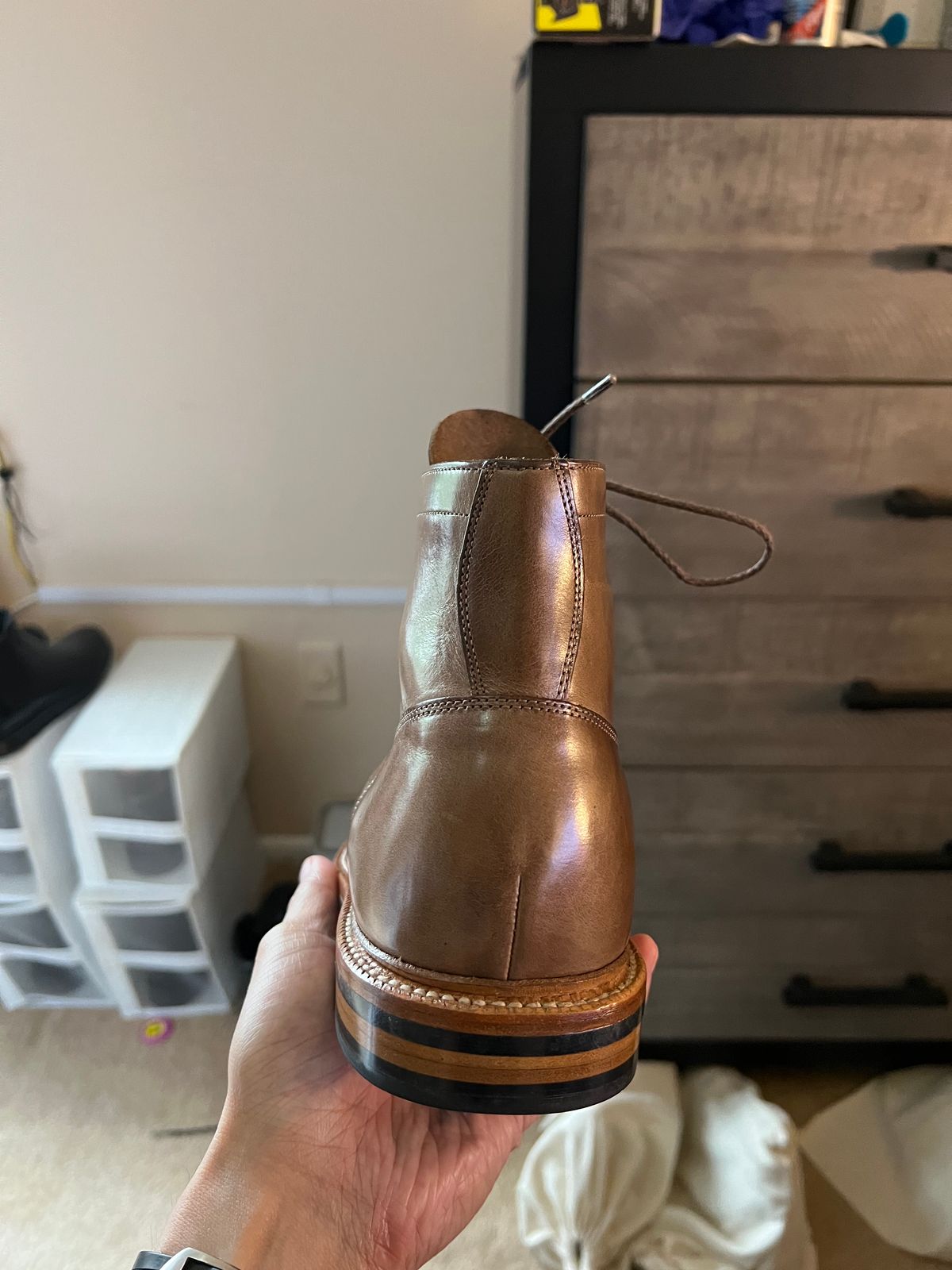 Photo by boots_4_me on May 15, 2023 of the Grant Stone Diesel Boot in Horween Dune Chromexcel.