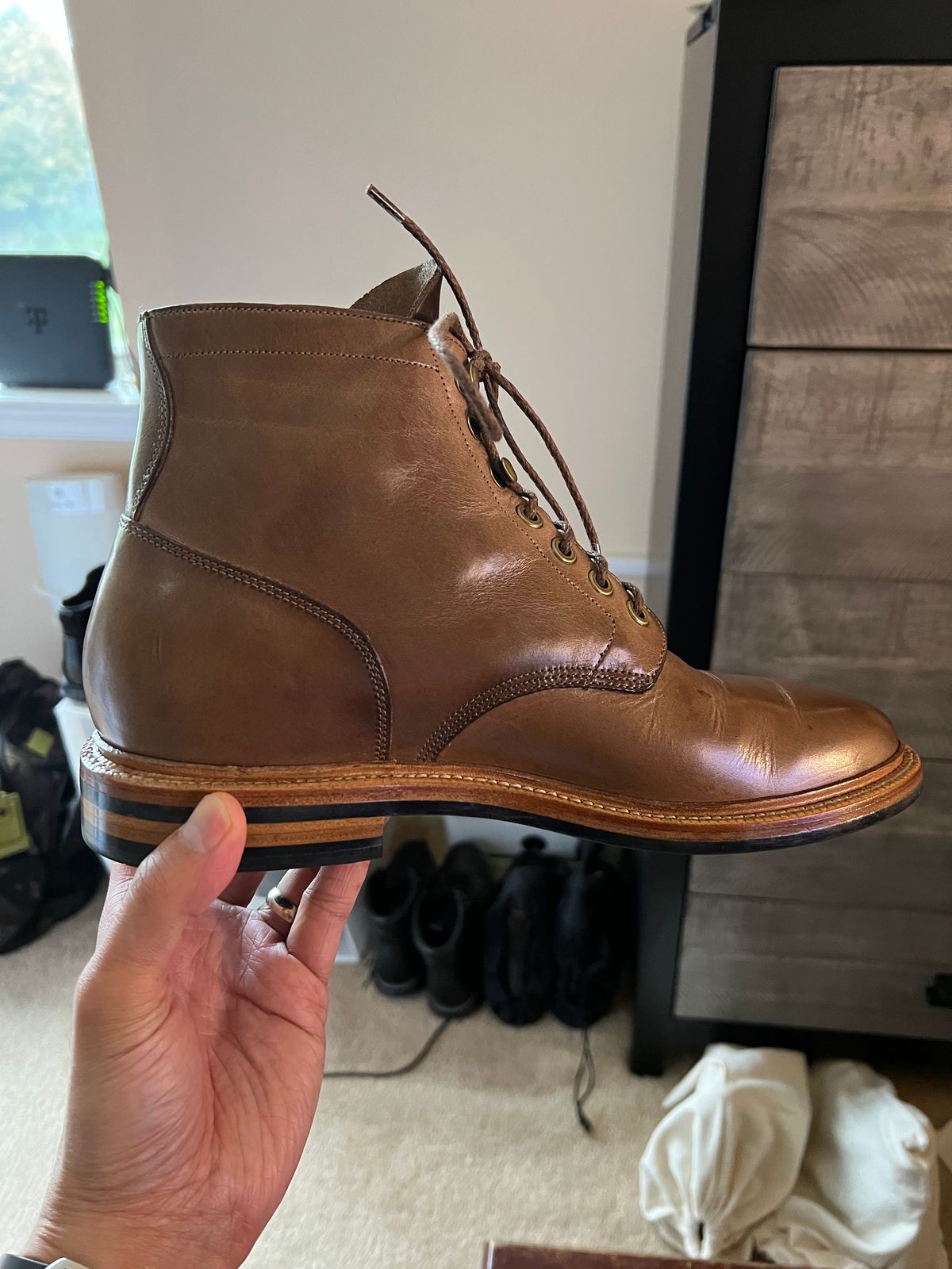 Photo by boots_4_me on May 15, 2023 of the Grant Stone Diesel Boot in Horween Dune Chromexcel.