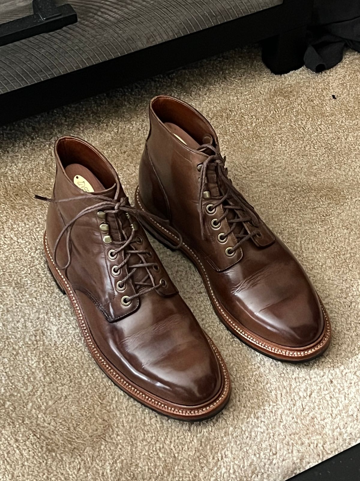 Photo by boots_4_me on August 8, 2023 of the Grant Stone Diesel Boot in Horween Dune Chromexcel.