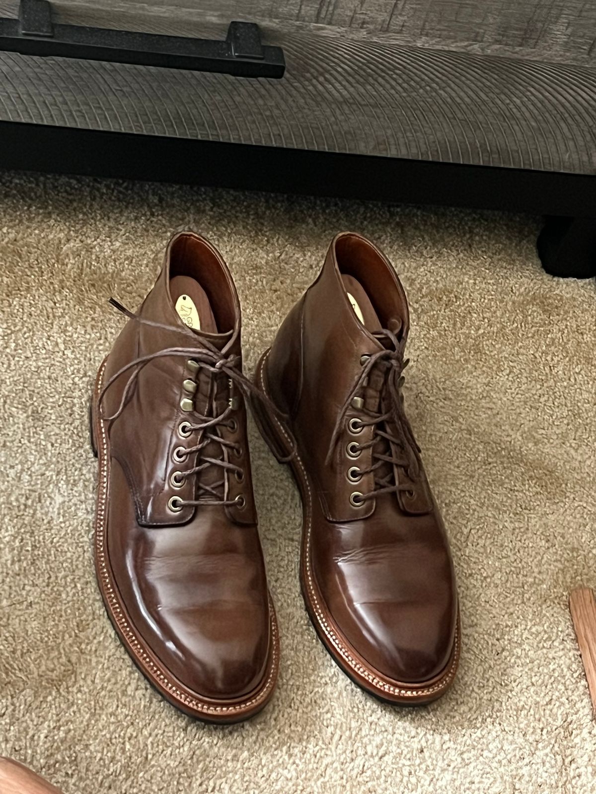 Photo by boots_4_me on August 8, 2023 of the Grant Stone Diesel Boot in Horween Dune Chromexcel.