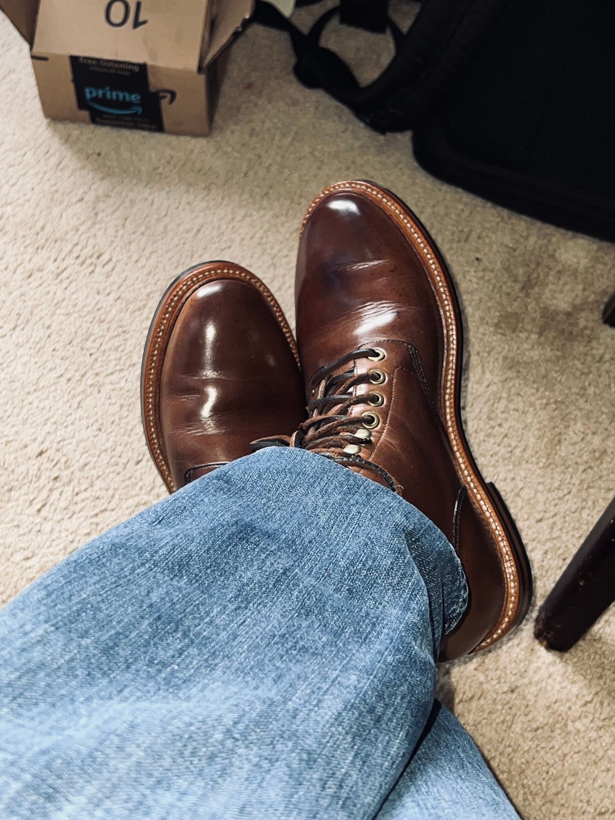 Photo by boots_4_me on April 8, 2024 of the Grant Stone Diesel Boot in Horween Dune Chromexcel.