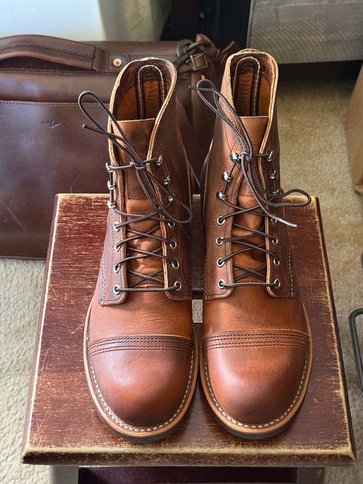 Photo by HeritageWearingPatriot on July 1, 2026 of the Red Wing Iron Ranger in S.B. Foot Copper Rough and Tough.