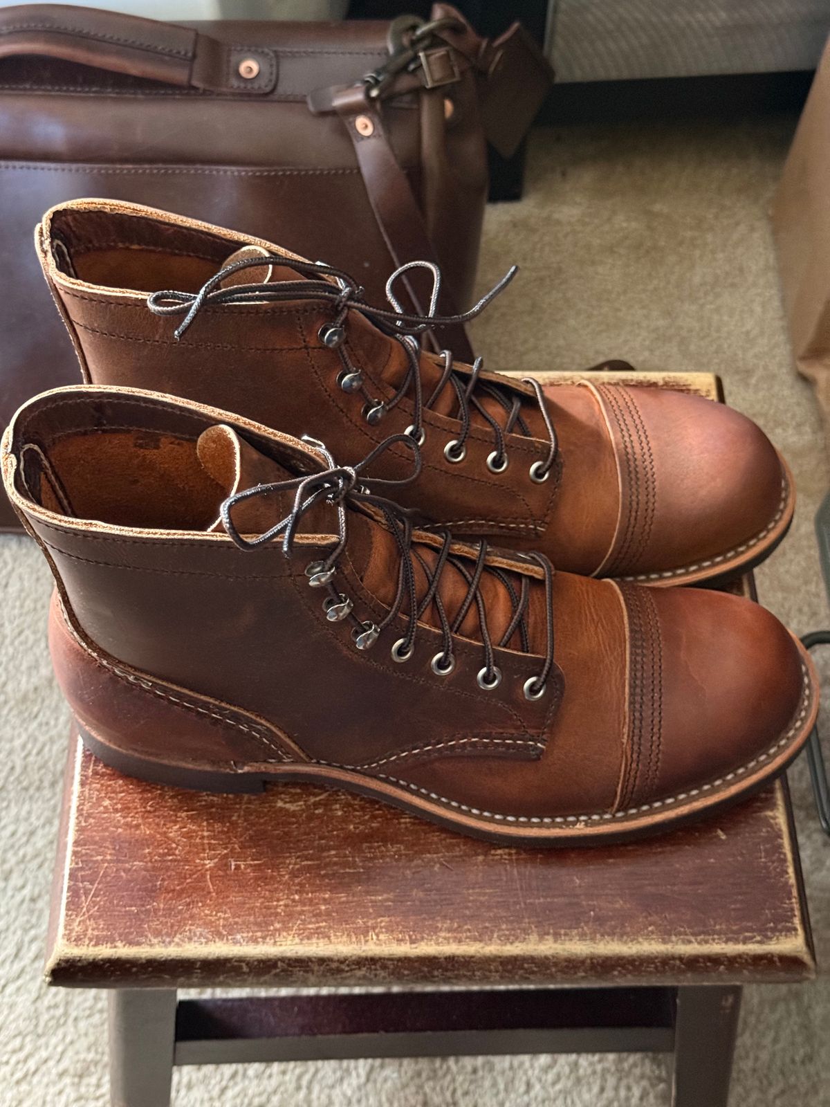 Photo by HeritageWearingPatriot on July 1, 2026 of the Red Wing Iron Ranger in S.B. Foot Copper Rough and Tough.