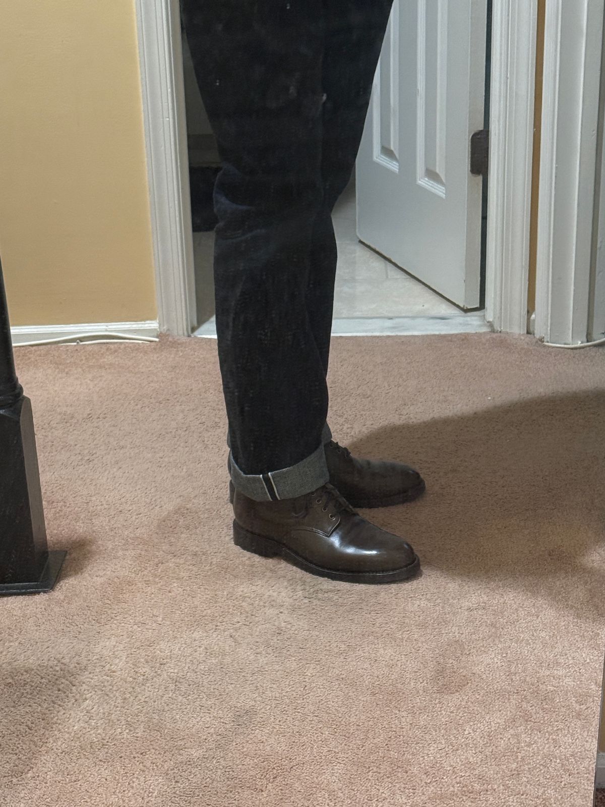 Photo by boots_4_me on February 16, 2025 of the Grant Stone Edward Boot in Horween Dark Olive Chromexcel.