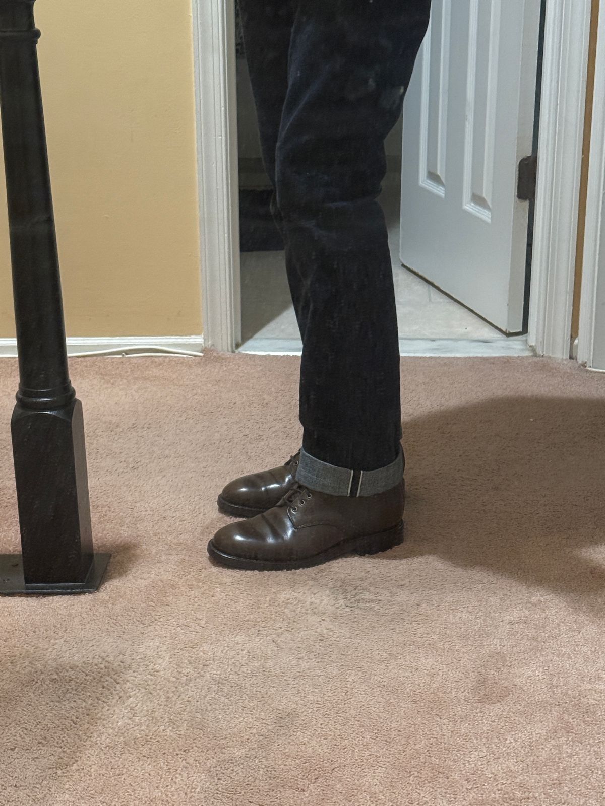 Photo by boots_4_me on February 16, 2025 of the Grant Stone Edward Boot in Horween Dark Olive Chromexcel.