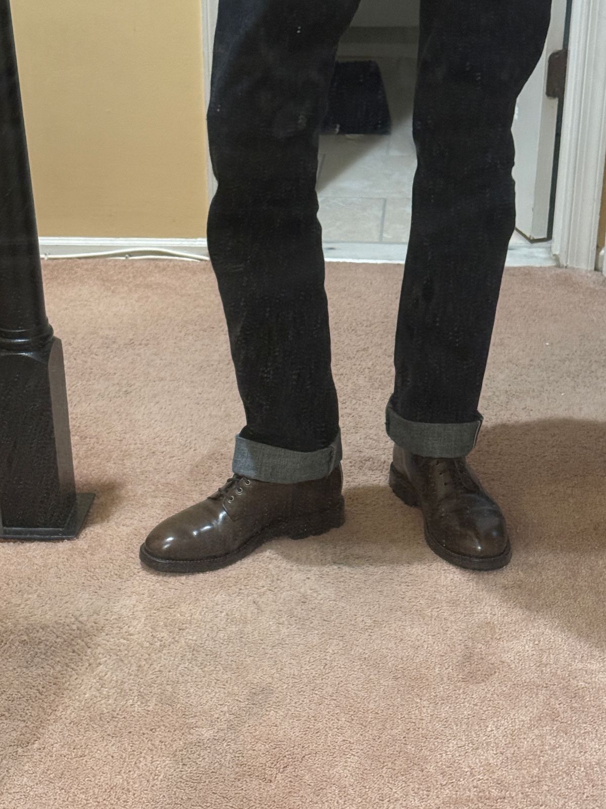 Photo by boots_4_me on February 16, 2025 of the Grant Stone Edward Boot in Horween Dark Olive Chromexcel.