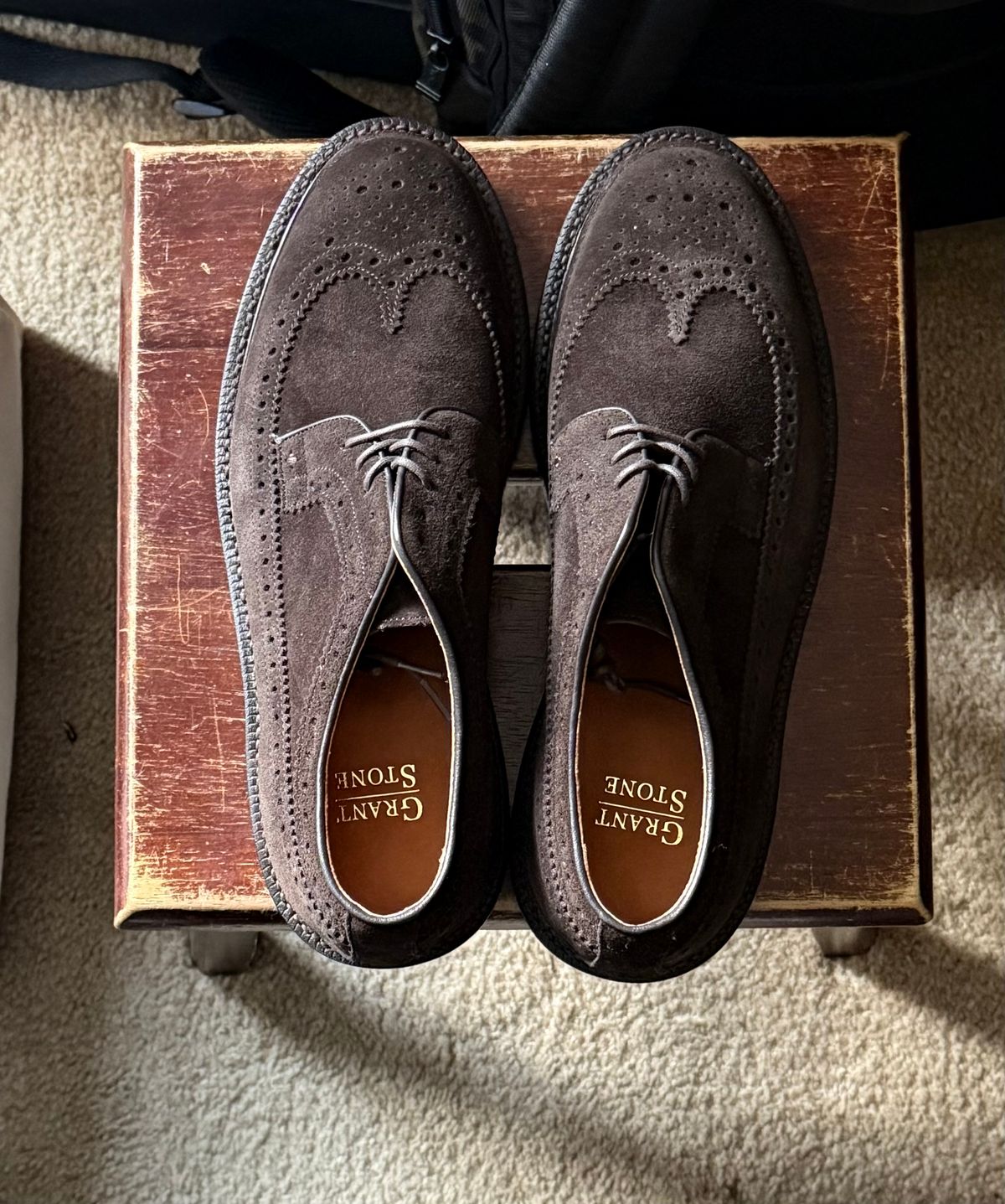 Photo by boots_4_me on July 17, 2025 of the Grant Stone Espresso Longwings in C.F. Stead Espresso Classic Oiled Shoulder.