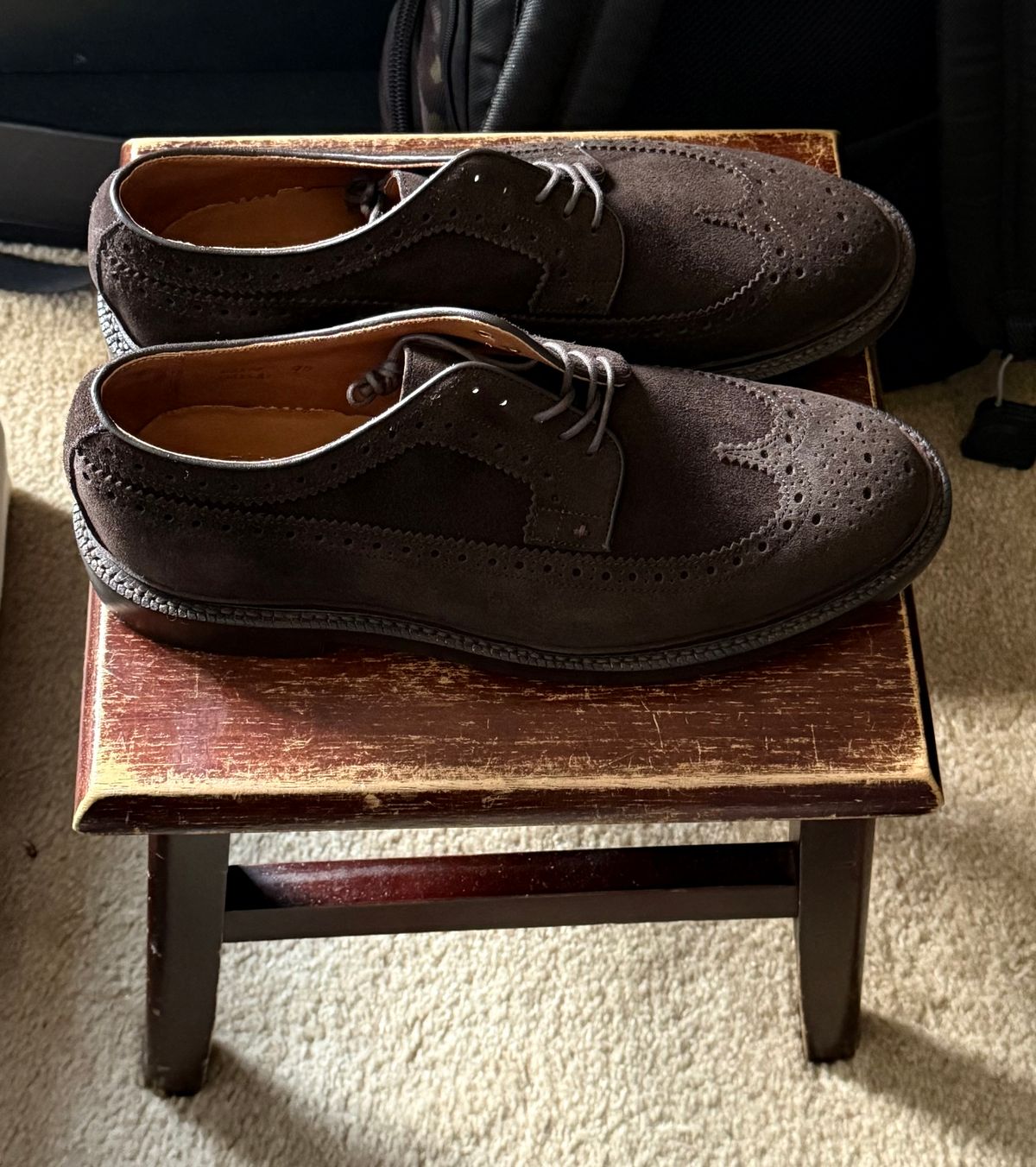 Photo by boots_4_me on July 17, 2025 of the Grant Stone Espresso Longwings in C.F. Stead Espresso Classic Oiled Shoulder.