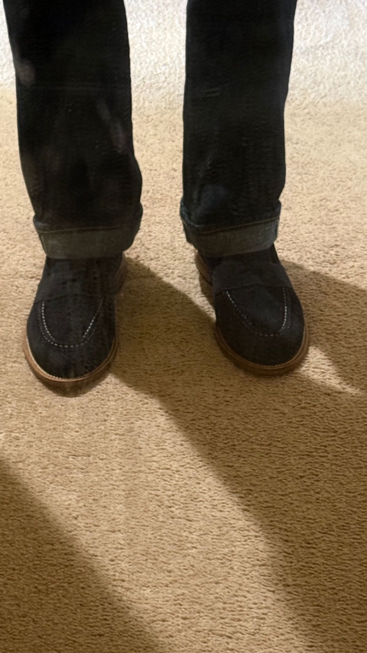 Photo by boots_4_me on June 7, 2025 of the Grant Stone Traveler Loafer in C.F. Stead Navy Janus Calf Suede.