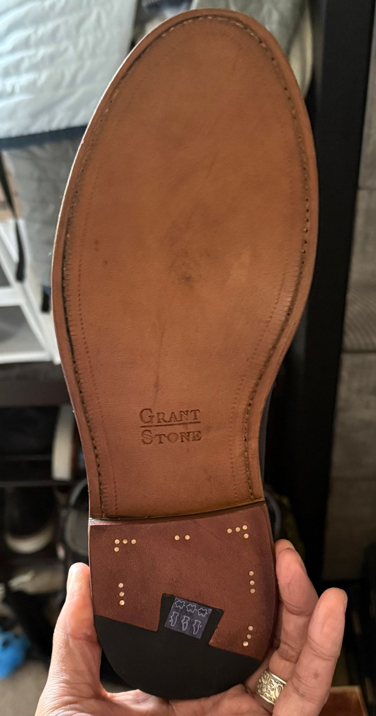 Photo by boots_4_me on June 11, 2025 of the Grant Stone Traveler Loafer in C.F. Stead Navy Janus Calf Suede.