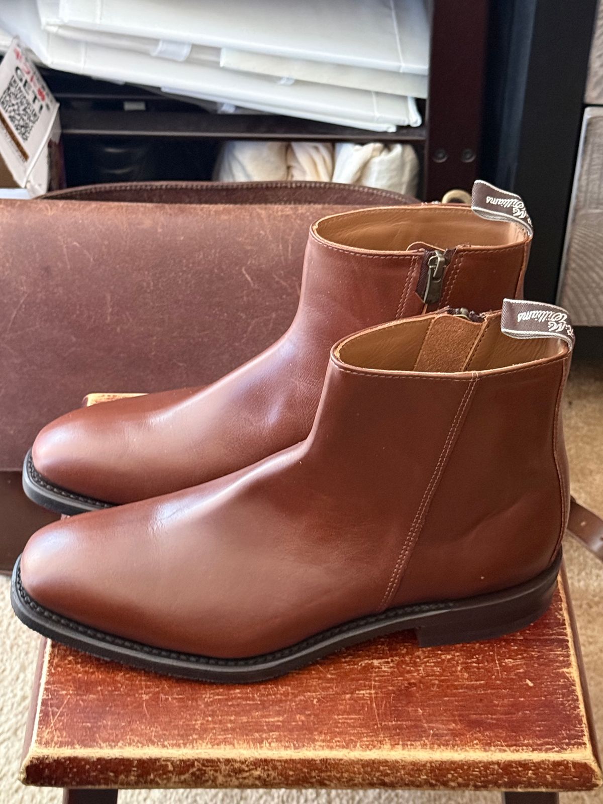 Photo by HeritageWearingPatriot on June 16, 2026 of the R.M. Williams Comfort Craftsman Side Zip Boot in Dark Tan Waxy Pull Up Leather.