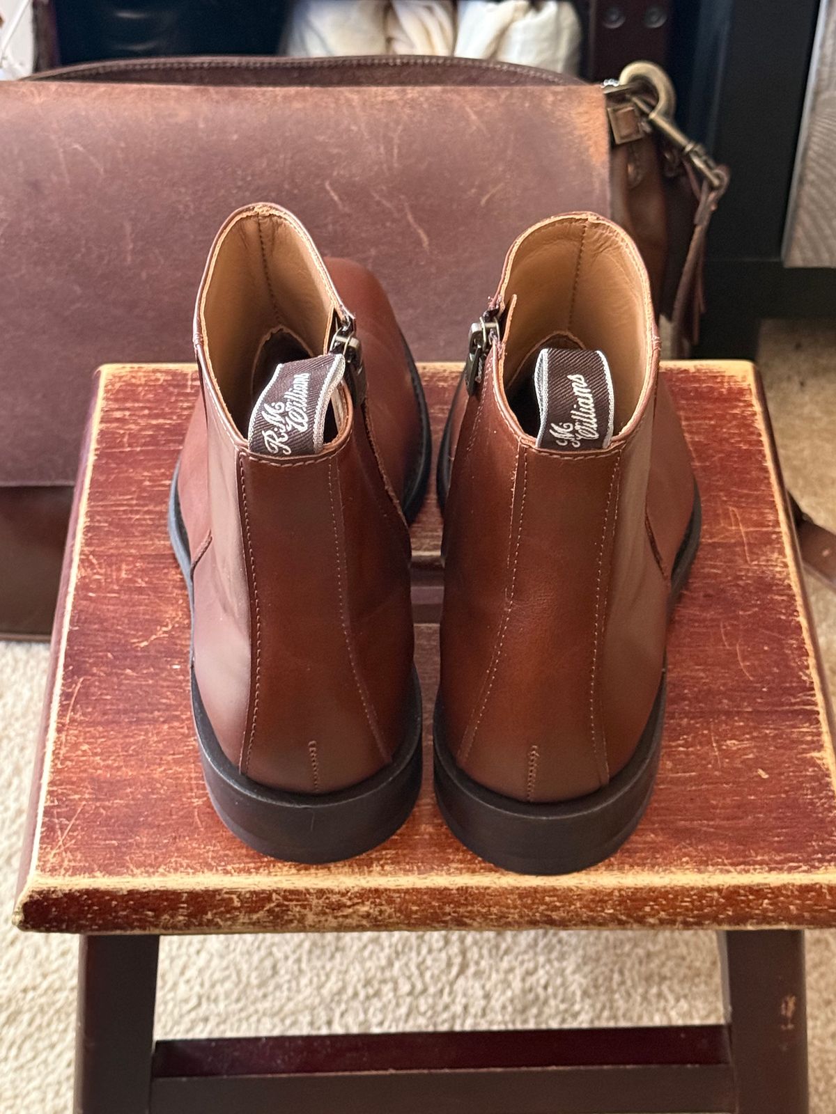Photo by HeritageWearingPatriot on June 16, 2026 of the R.M. Williams Comfort Craftsman Side Zip Boot in Dark Tan Waxy Pull Up Leather.
