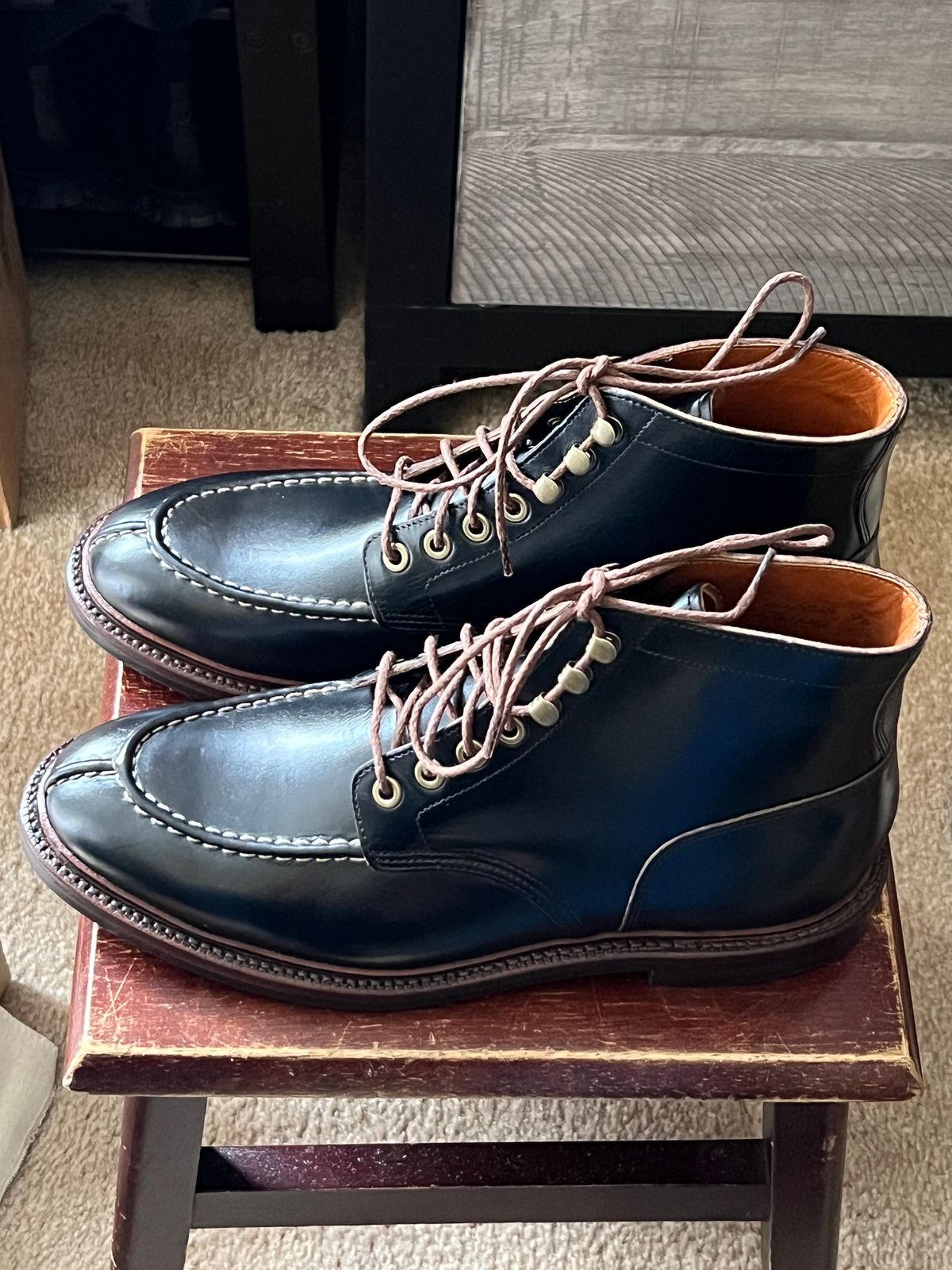 Photo by boots_4_me on July 27, 2023 of the Grant Stone Ottawa Boot in Horween Black Chromexcel.