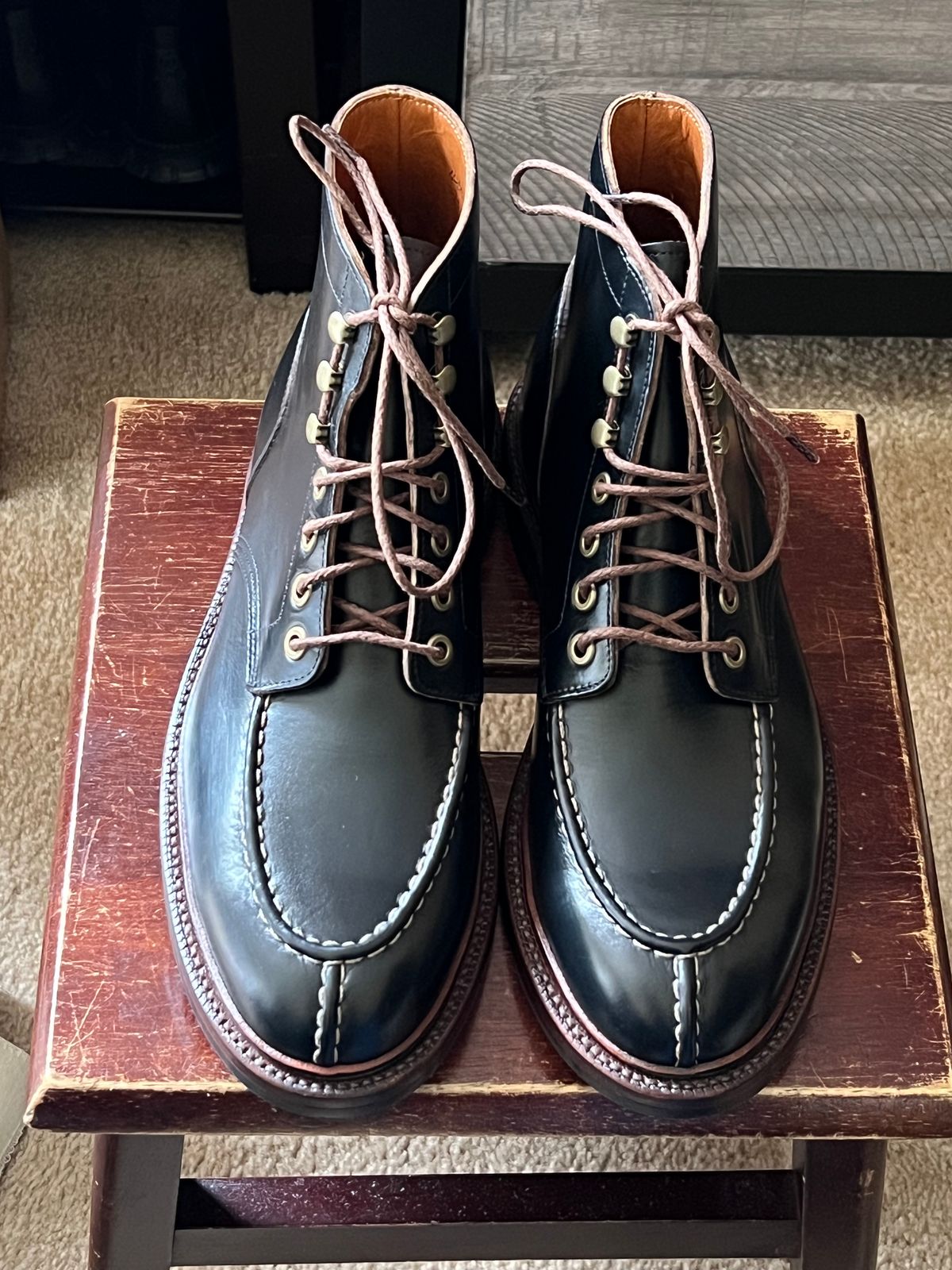 Photo by boots_4_me on July 27, 2023 of the Grant Stone Ottawa Boot in Horween Black Chromexcel.