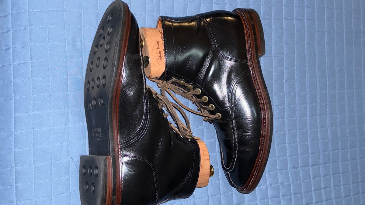 Photo by boots_4_me on November 18, 2024 of the Grant Stone Ottawa Boot in Horween Black Chromexcel.