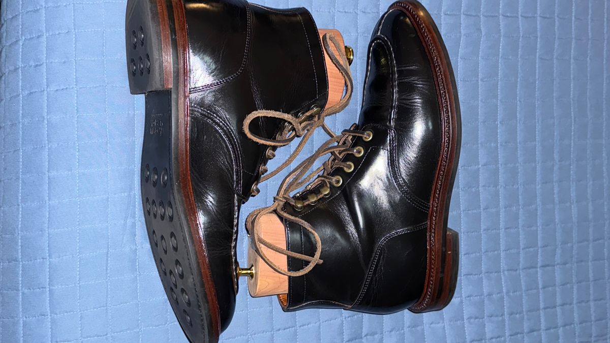 Photo by boots_4_me on November 18, 2024 of the Grant Stone Ottawa Boot in Horween Black Chromexcel.