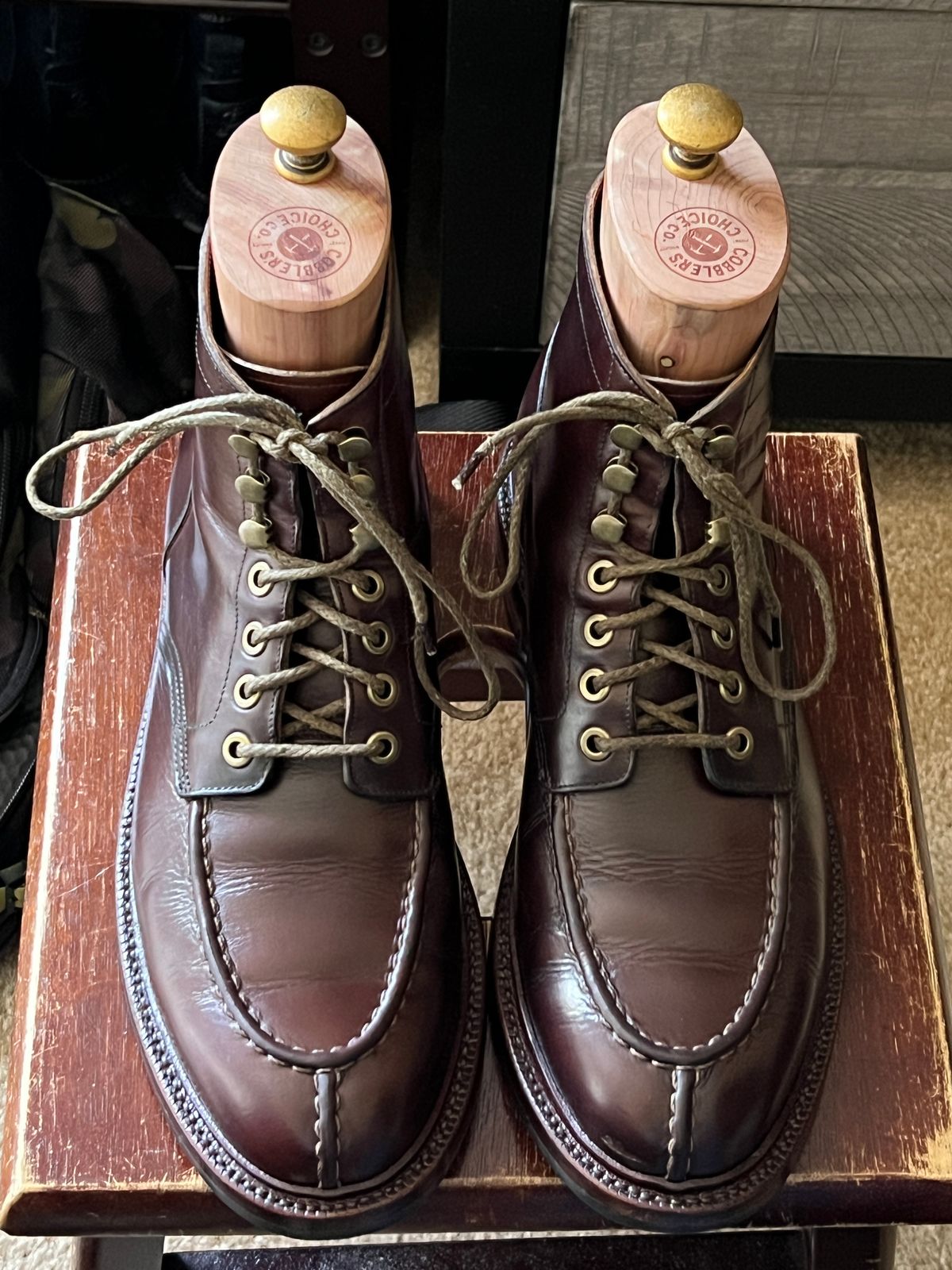 Photo by boots_4_me on July 11, 2023 of the Grant Stone Ottawa Boot in Horween Crimson Chromexcel.