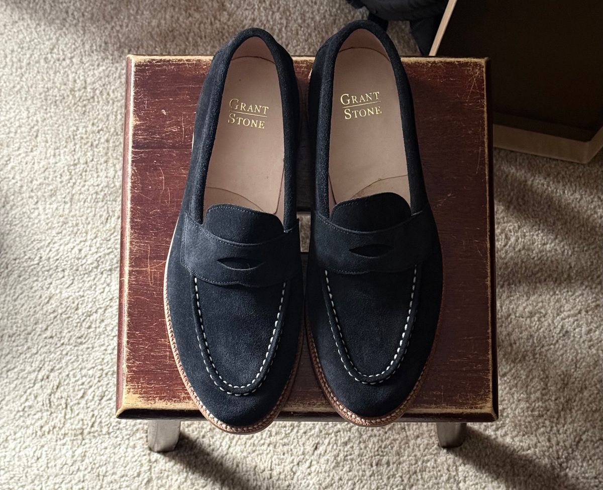 Photo by boots_4_me on September 10, 2025 of the Grant Stone Travelers in C.F. Stead Black Janus Calf Suede.