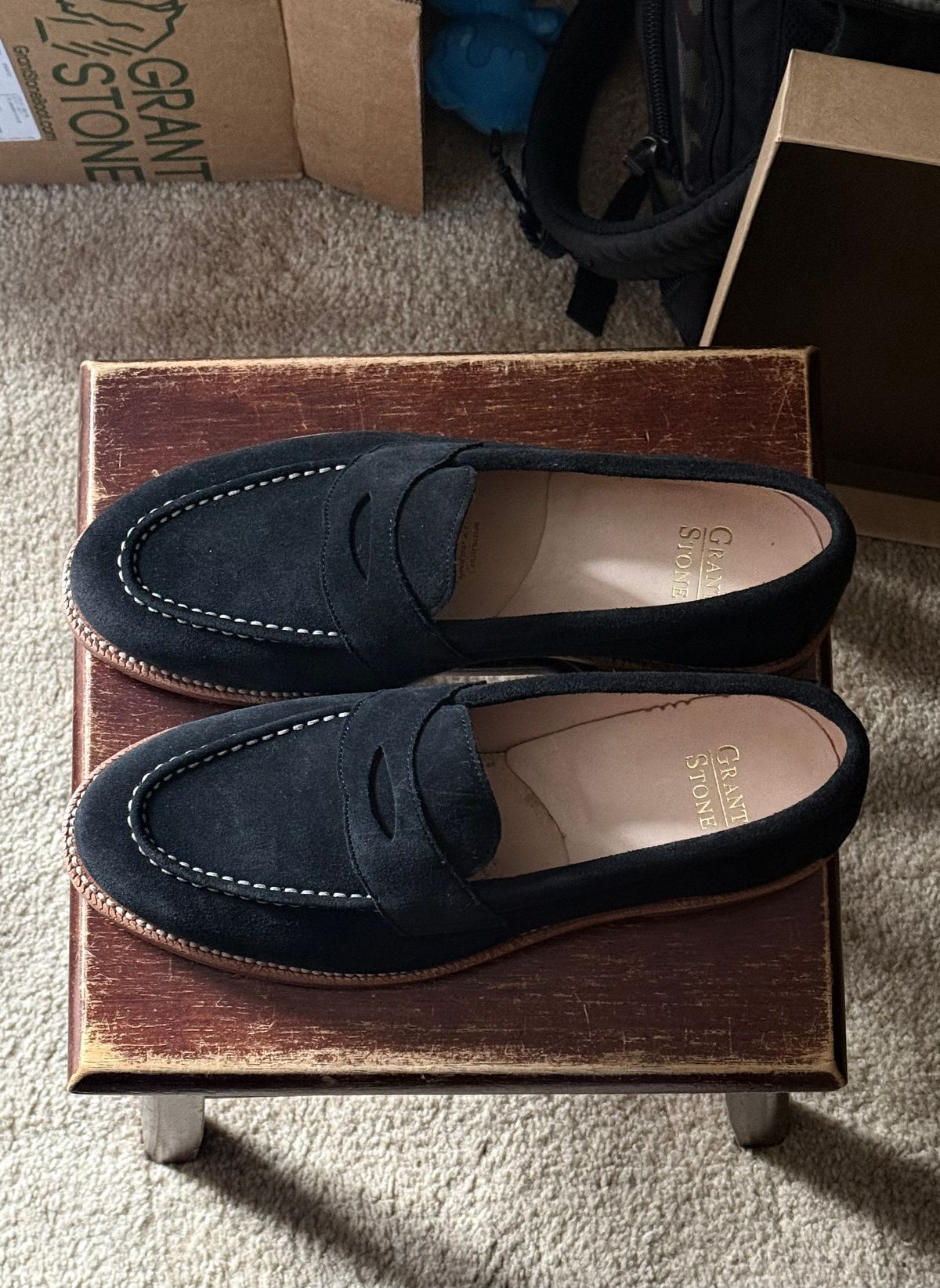 Photo by boots_4_me on September 10, 2025 of the Grant Stone Travelers in C.F. Stead Black Janus Calf Suede.