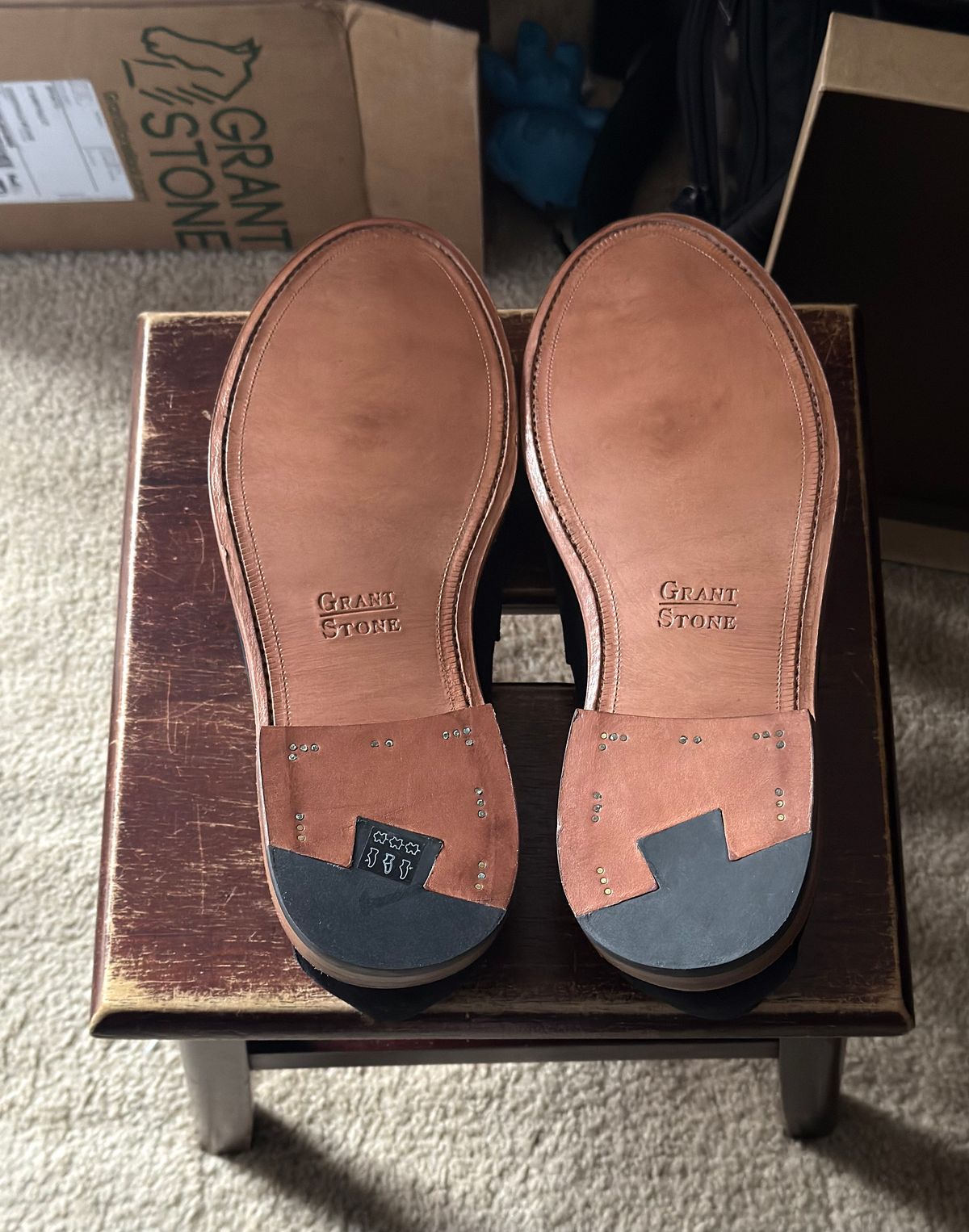 Photo by boots_4_me on September 10, 2025 of the Grant Stone Travelers in C.F. Stead Black Janus Calf Suede.