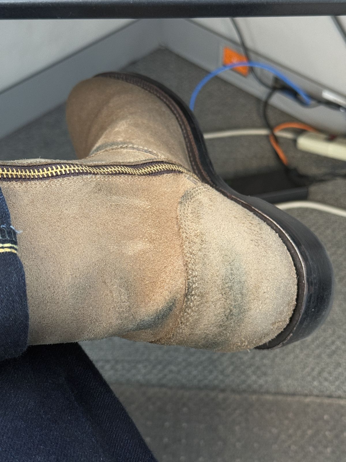 Photo by HeritageWearingPatriot on May 8, 2026 of the Grant Stone Elias in Horween Natural Chromexcel Roughout.