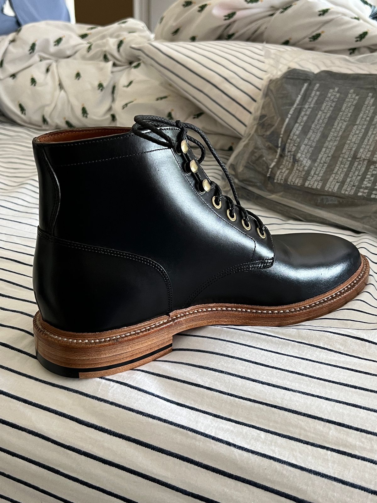 Photo by boots_4_me on May 22, 2023 of the Grant Stone Diesel Boot in Horween Black Chromexcel.