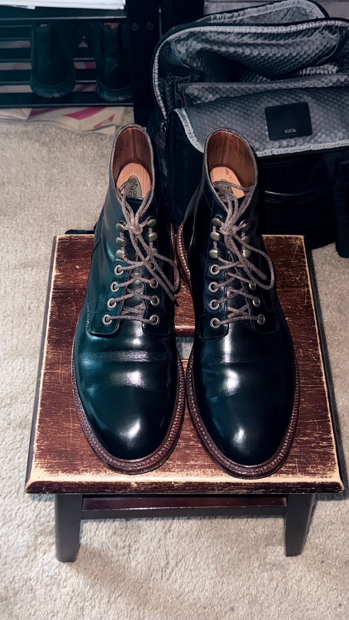 Photo by boots_4_me on October 5, 2025 of the Grant Stone Diesel Boot in Horween Black Chromexcel.