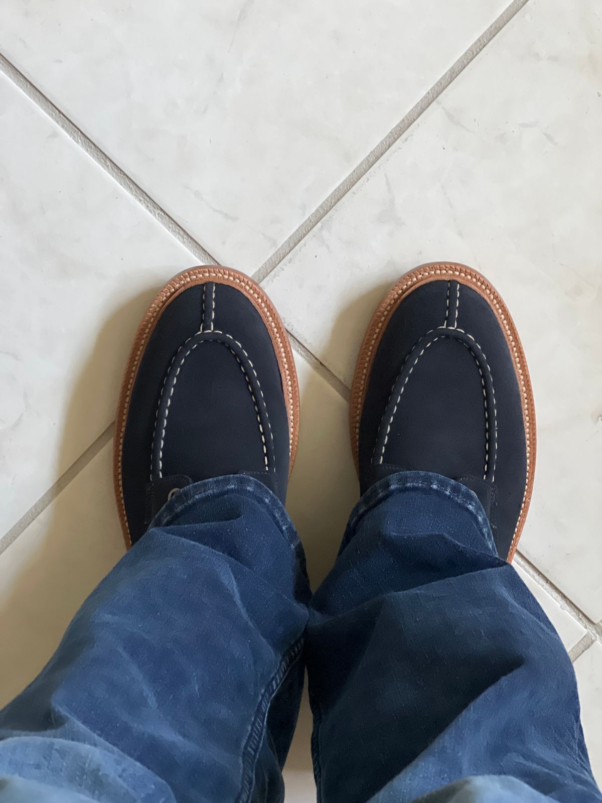 Photo by boots_4_me on September 9, 2023 of the Grant Stone Ottawa Boot in C.F. Stead Navy Blue Janus Calf Suede.