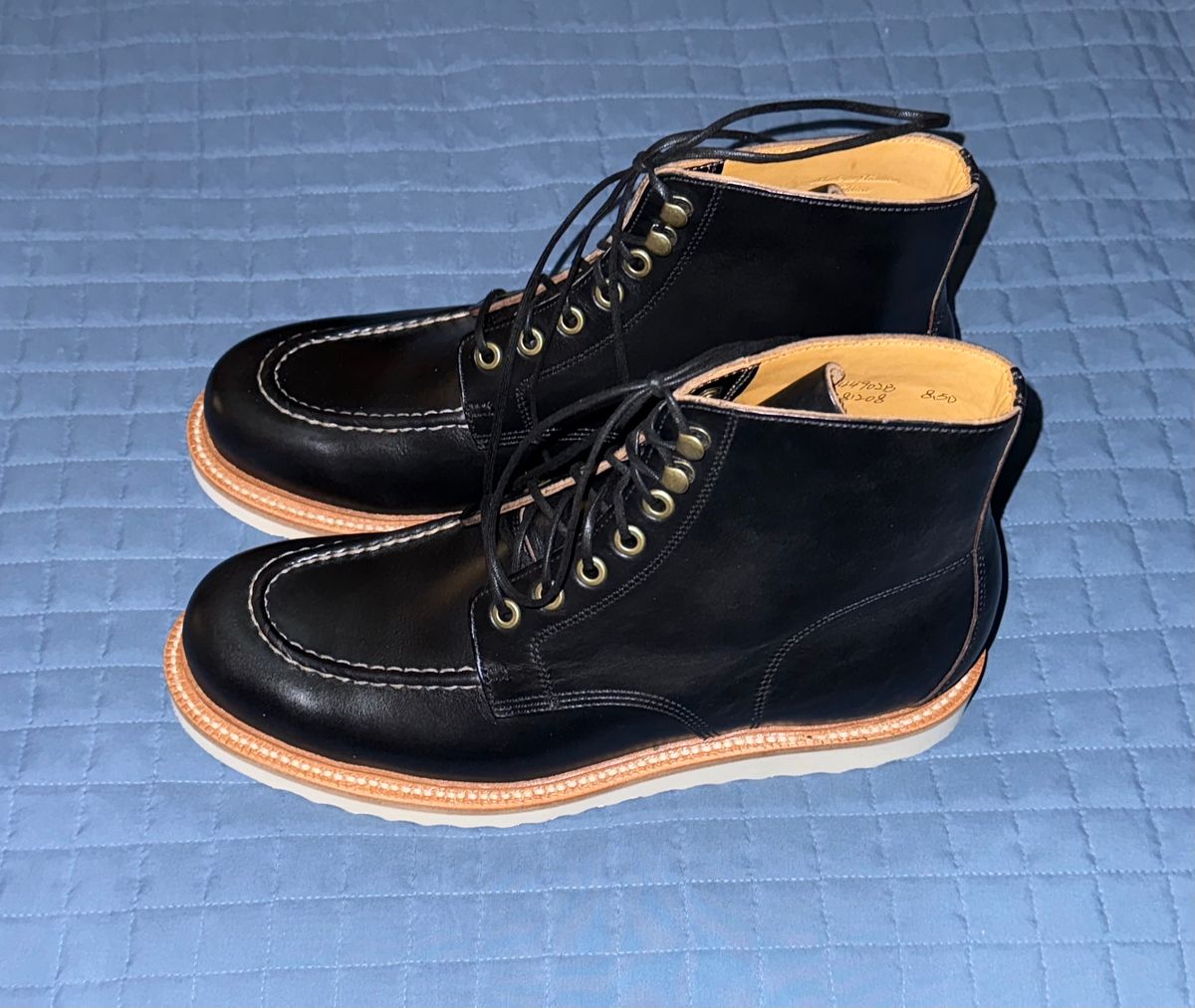 Photo by boots_4_me on November 21, 2024 of the Grant Stone Brass Boot in Horween Black Chromexcel.