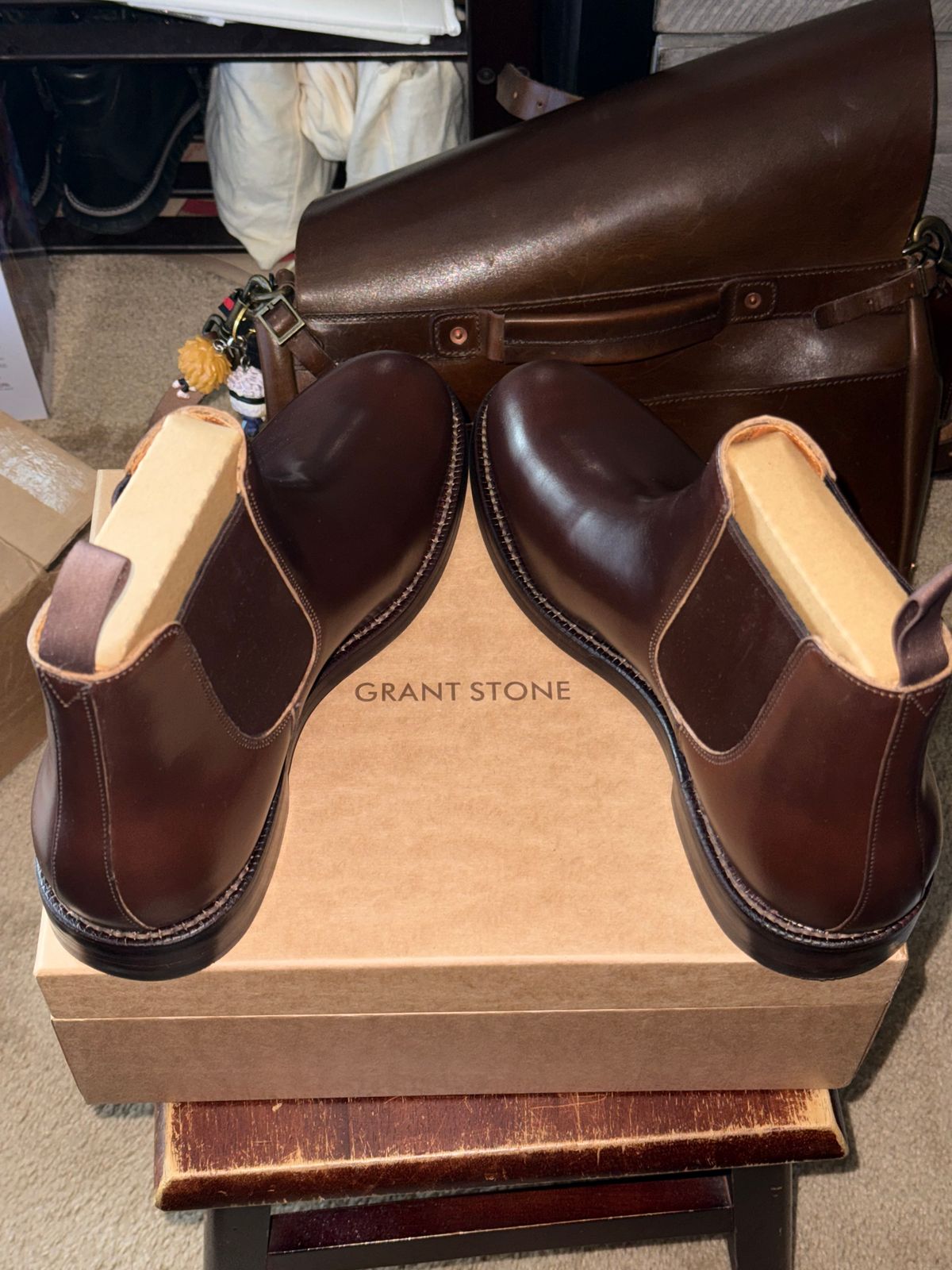 Photo by HeritageWearingPatriot on June 11, 2026 of the Grant Stone Chelsea Boot in Horween Crimson Chromexcel.
