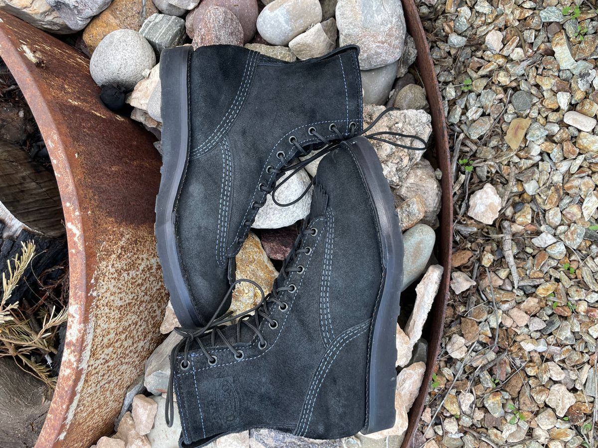 Photo by shakincheese on January 4, 2026 of the Wesco /x The Shop Black DH Service Boot in Seidel Black Oil Tan Roughout.