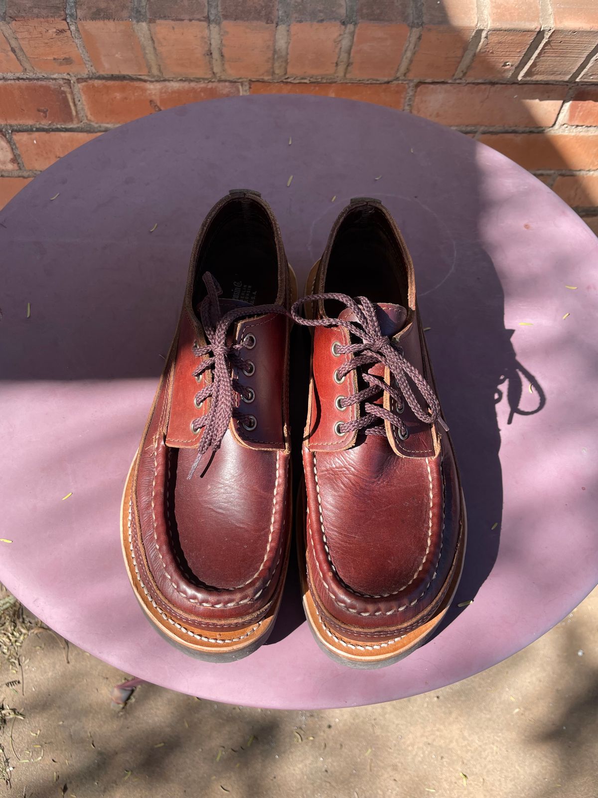 Photo by shakincheese on November 1, 2025 of the Russell Moccasin Co. Fishing Oxford in Seidel British Tan Double Shot.