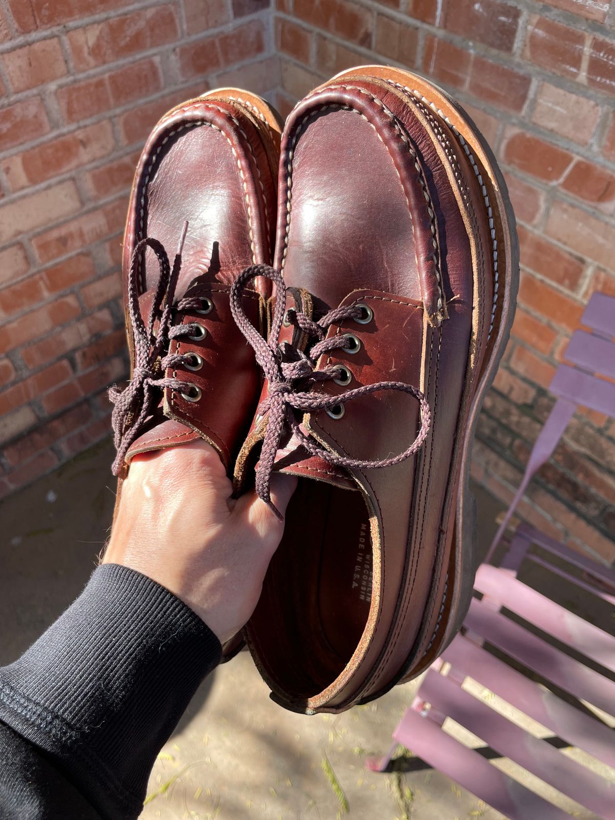 Photo by shakincheese on February 1, 2026 of the Russell Moccasin Co. Fishing Oxford in Seidel British Tan Double Shot.