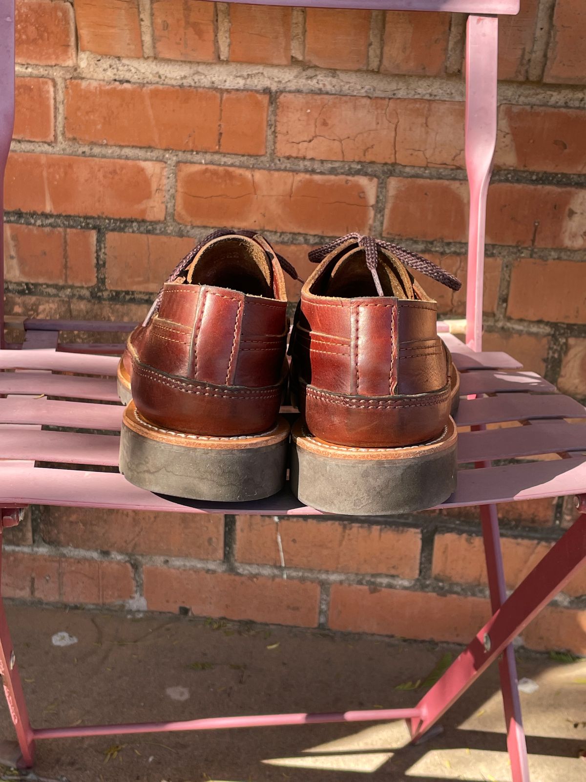 Photo by shakincheese on February 1, 2026 of the Russell Moccasin Co. Fishing Oxford in Seidel British Tan Double Shot.