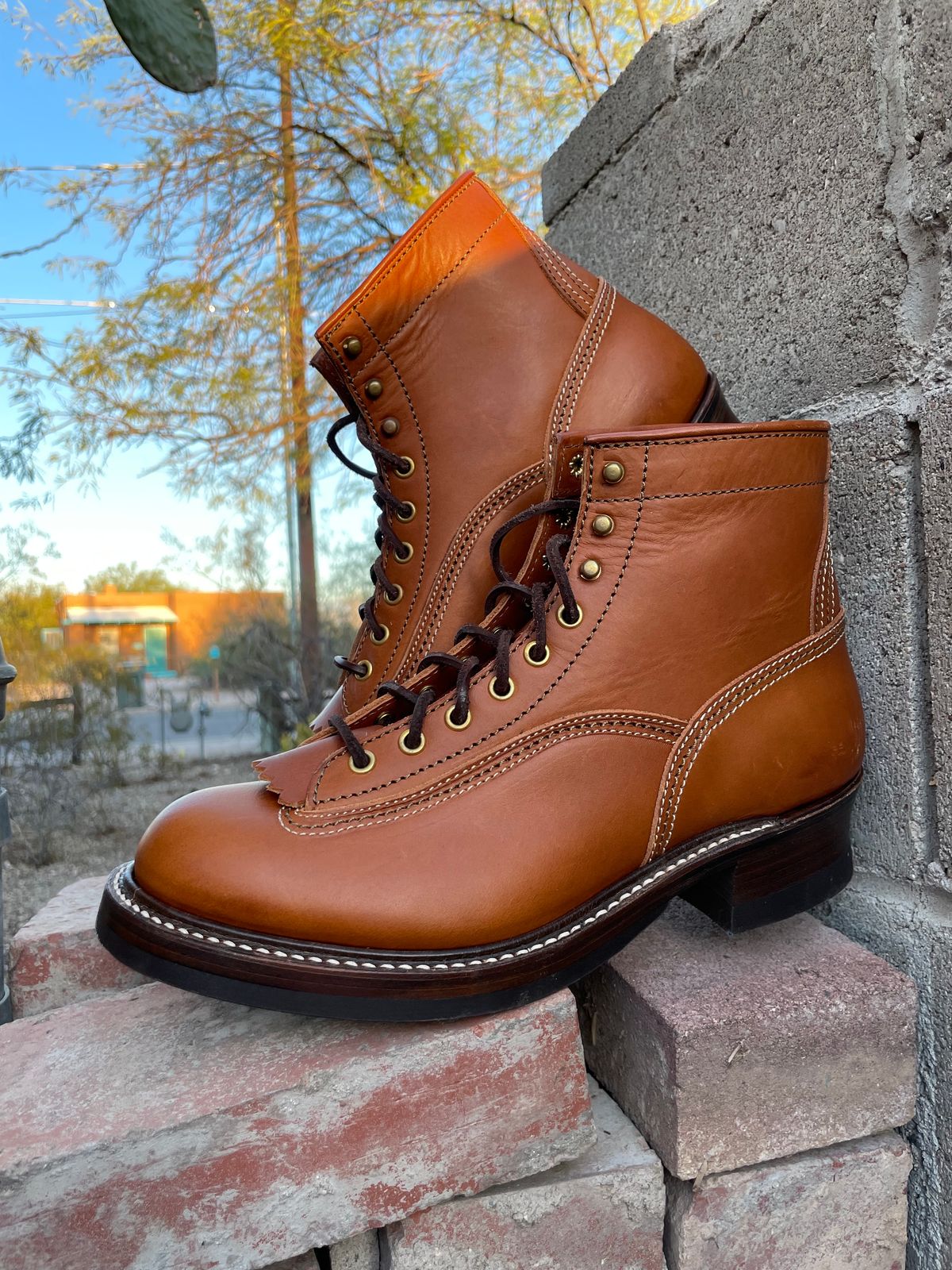 Photo by shakincheese on October 3, 2023 of the John Lofgren Donkey Puncher Boots in Badalassi Carlo Cognac Minerva.