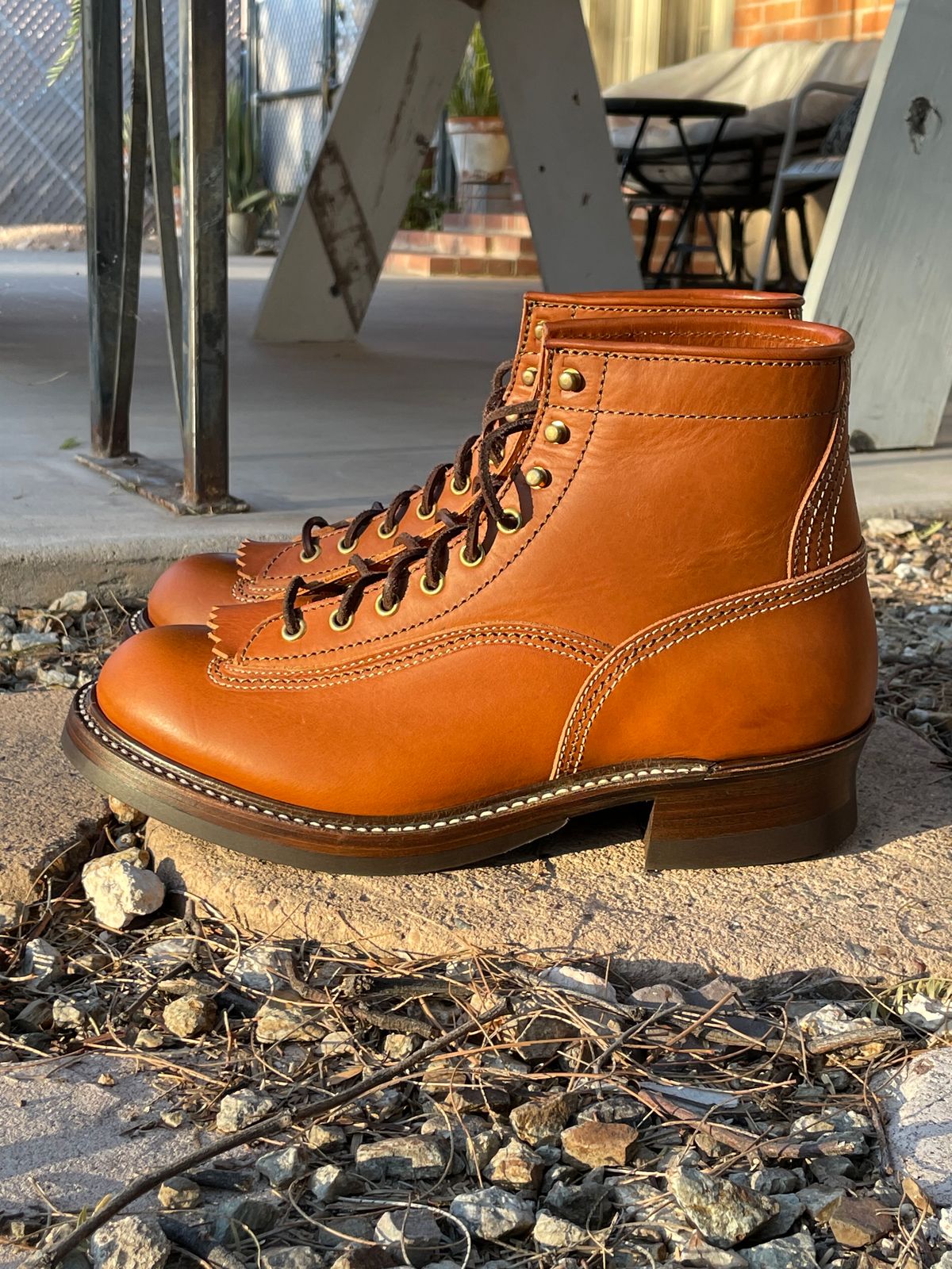 Photo by shakincheese on October 3, 2023 of the John Lofgren Donkey Puncher Boots in Badalassi Carlo Cognac Minerva.
