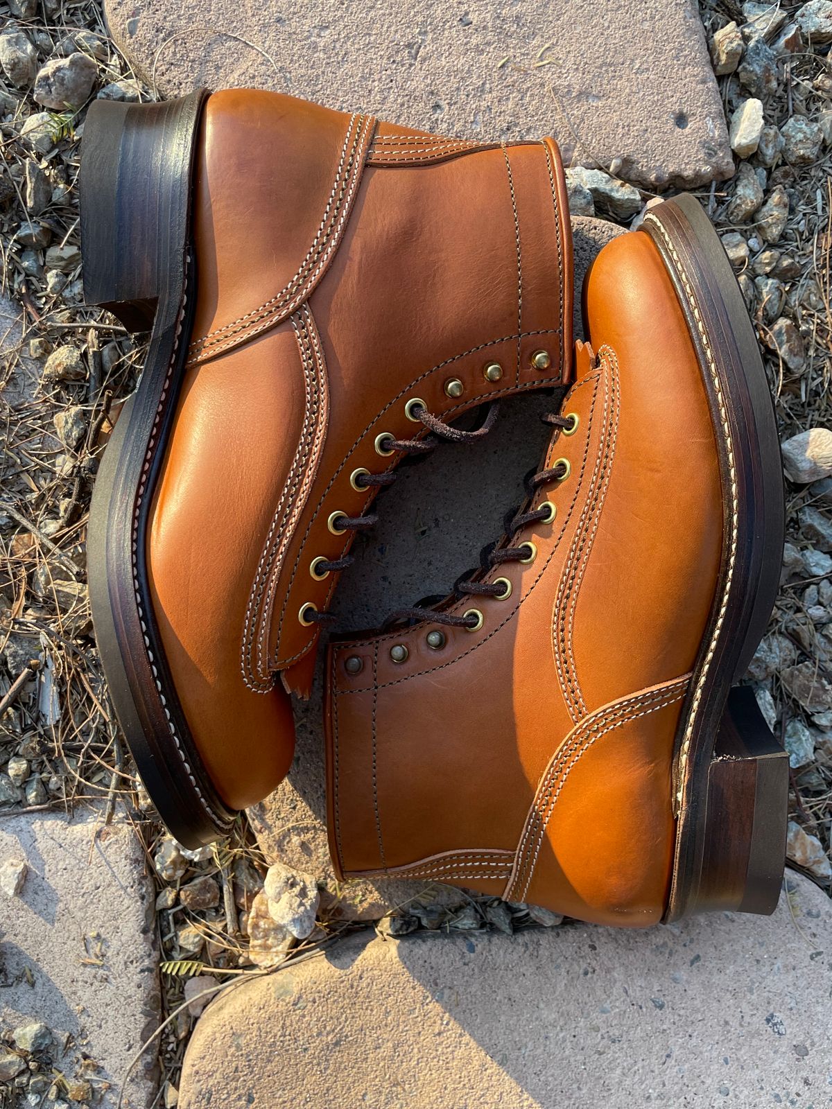 Photo by shakincheese on October 3, 2023 of the John Lofgren Donkey Puncher Boots in Badalassi Carlo Cognac Minerva.