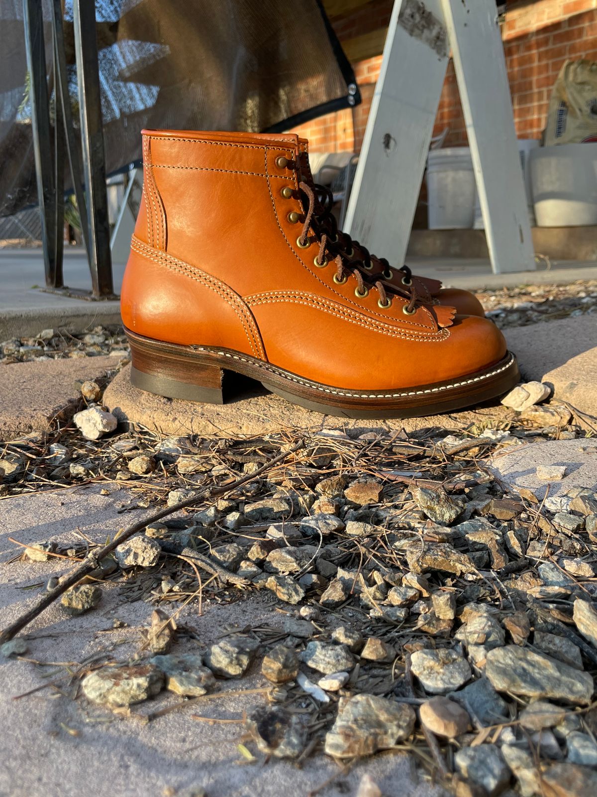 Photo by shakincheese on October 3, 2023 of the John Lofgren Donkey Puncher Boots in Badalassi Carlo Cognac Minerva.