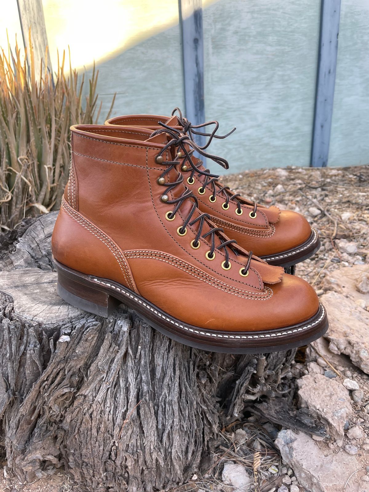 Photo by shakincheese on November 5, 2023 of the John Lofgren Donkey Puncher Boots in Badalassi Carlo Cognac Minerva.