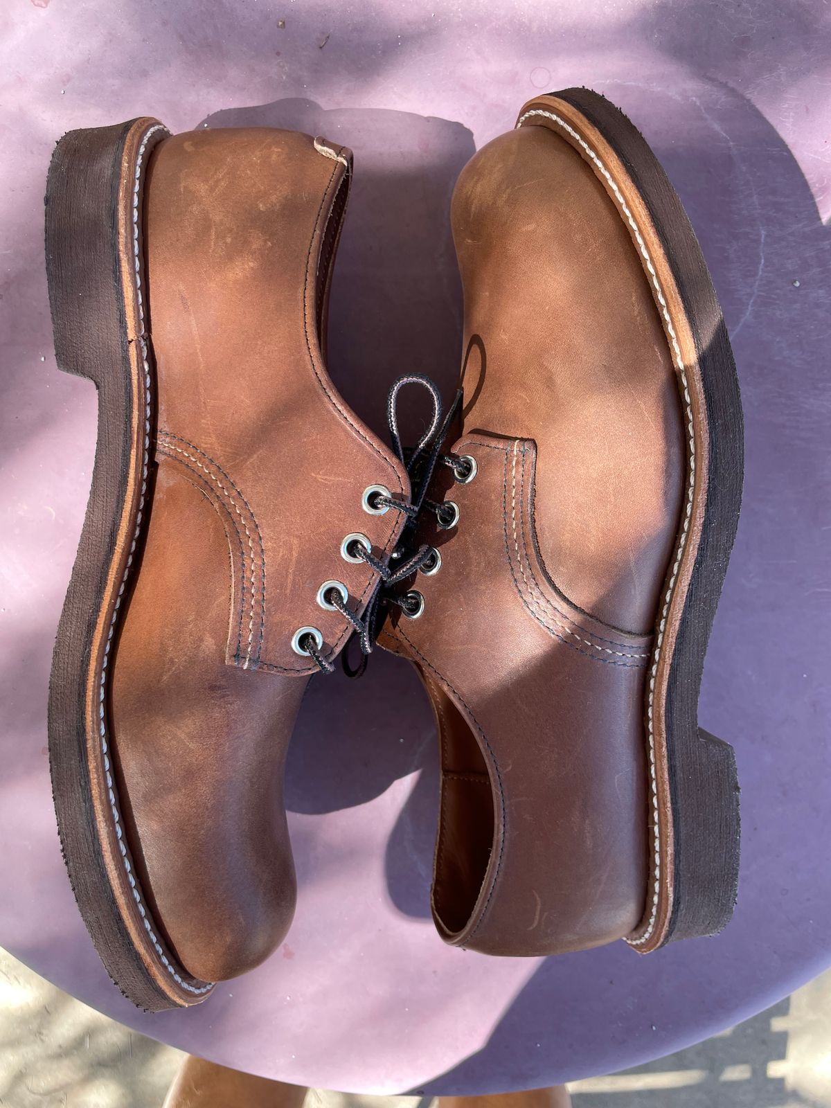 Photo by shakincheese on October 5, 2025 of the Red Wing Foreman Oxford in S.B. Foot Amber Harness.