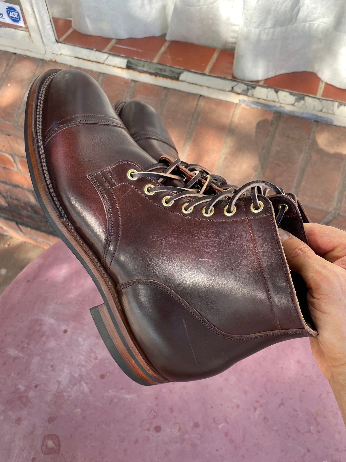 Photo by shakincheese on October 5, 2024 of the Viberg Service Boot in Horween Brown Chromexcel.