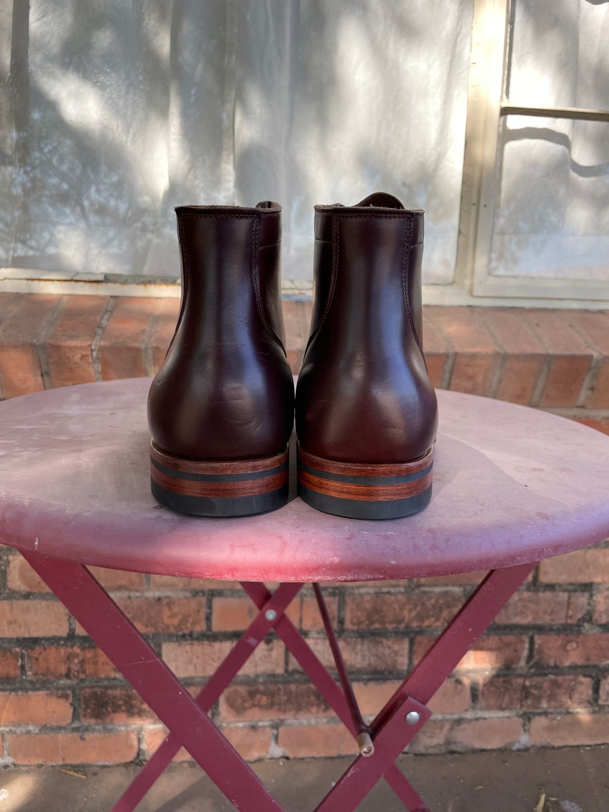 Photo by shakincheese on October 5, 2024 of the Viberg Service Boot in Horween Brown Chromexcel.