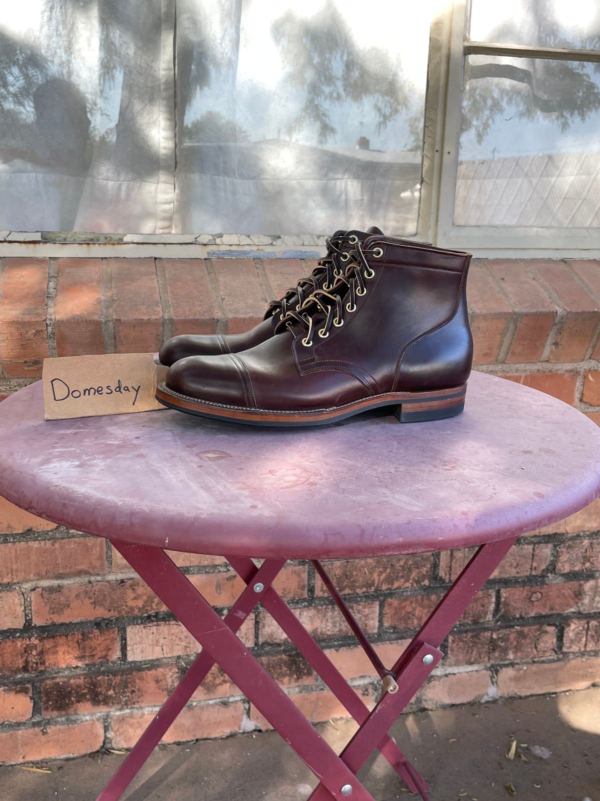 Photo by shakincheese on October 5, 2024 of the Viberg Service Boot in Horween Brown Chromexcel.