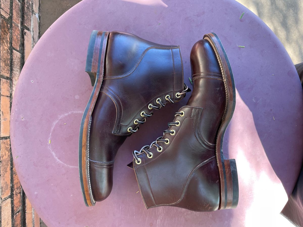 Photo by shakincheese on November 4, 2024 of the Viberg Service Boot in Horween Brown Chromexcel.