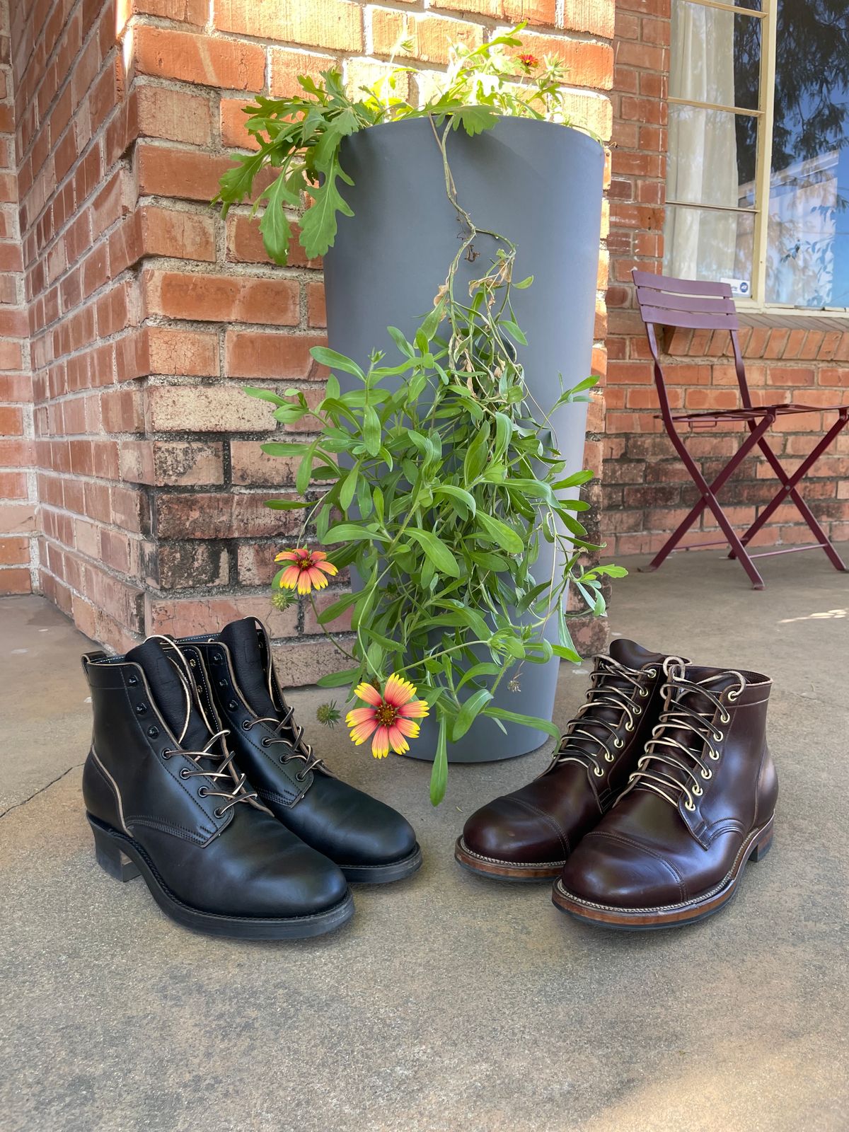 Photo by shakincheese on December 1, 2024 of the Viberg Service Boot in Horween Brown Chromexcel.