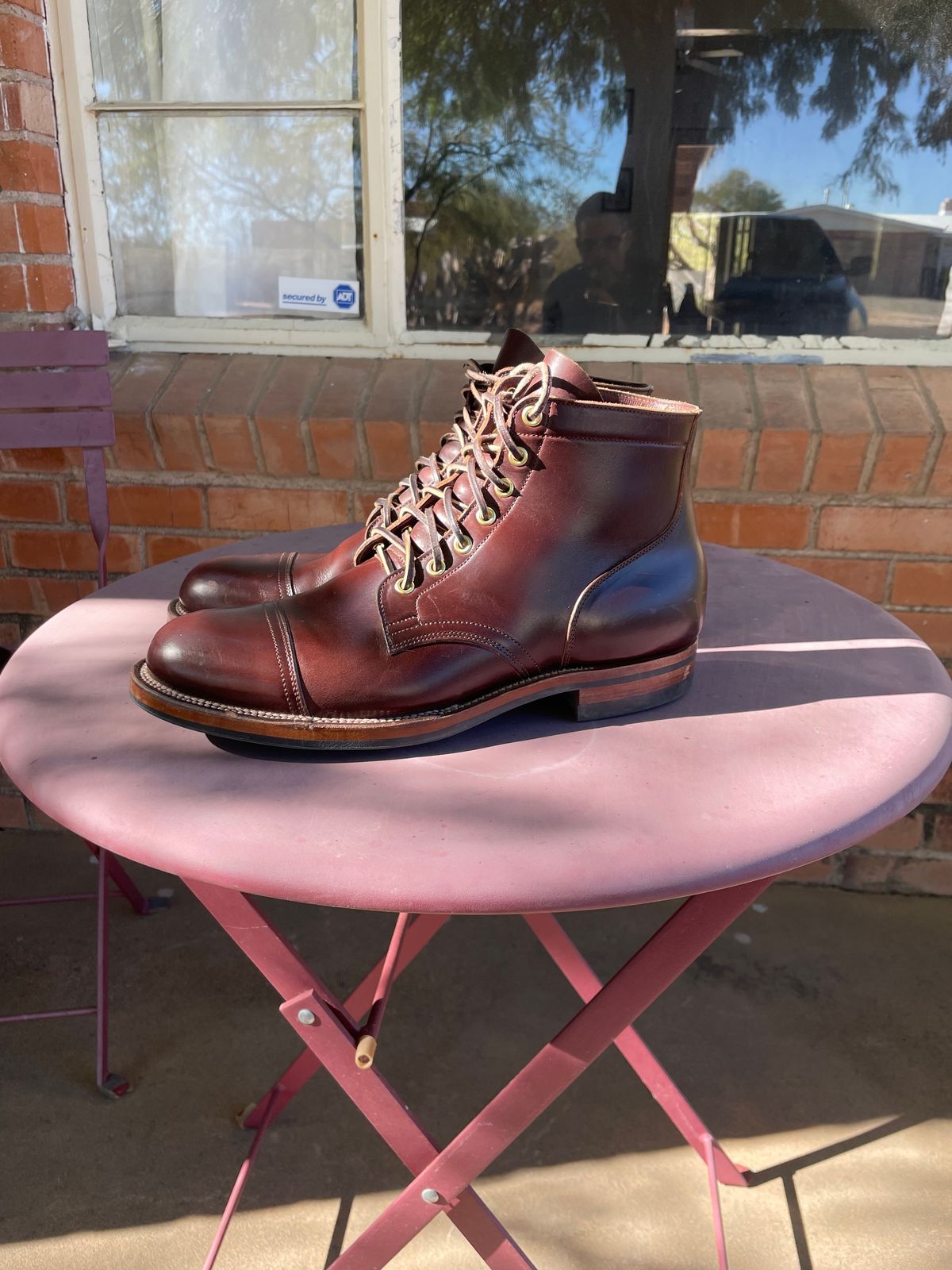 Photo by shakincheese on December 1, 2024 of the Viberg Service Boot in Horween Brown Chromexcel.