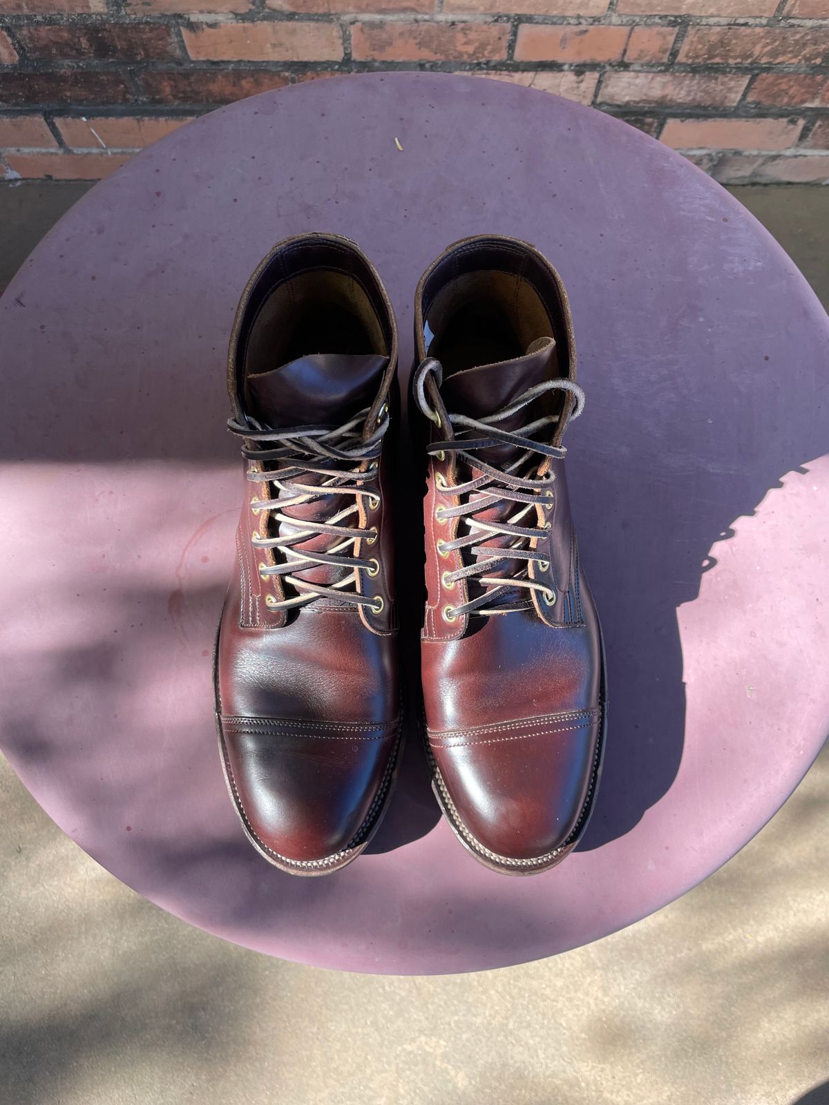 Photo by shakincheese on December 1, 2024 of the Viberg Service Boot in Horween Brown Chromexcel.