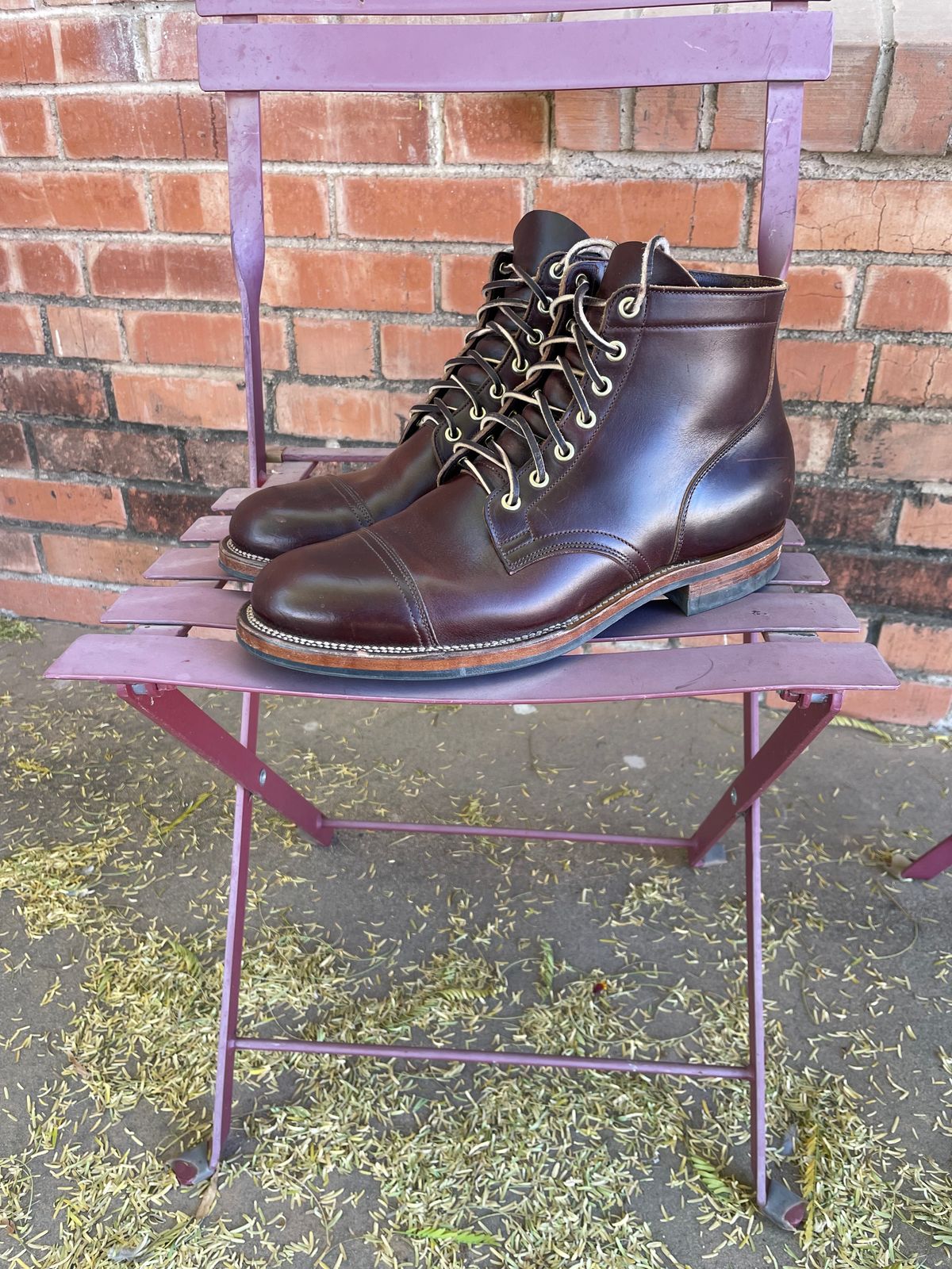 Photo by shakincheese on January 4, 2025 of the Viberg Service Boot in Horween Brown Chromexcel.